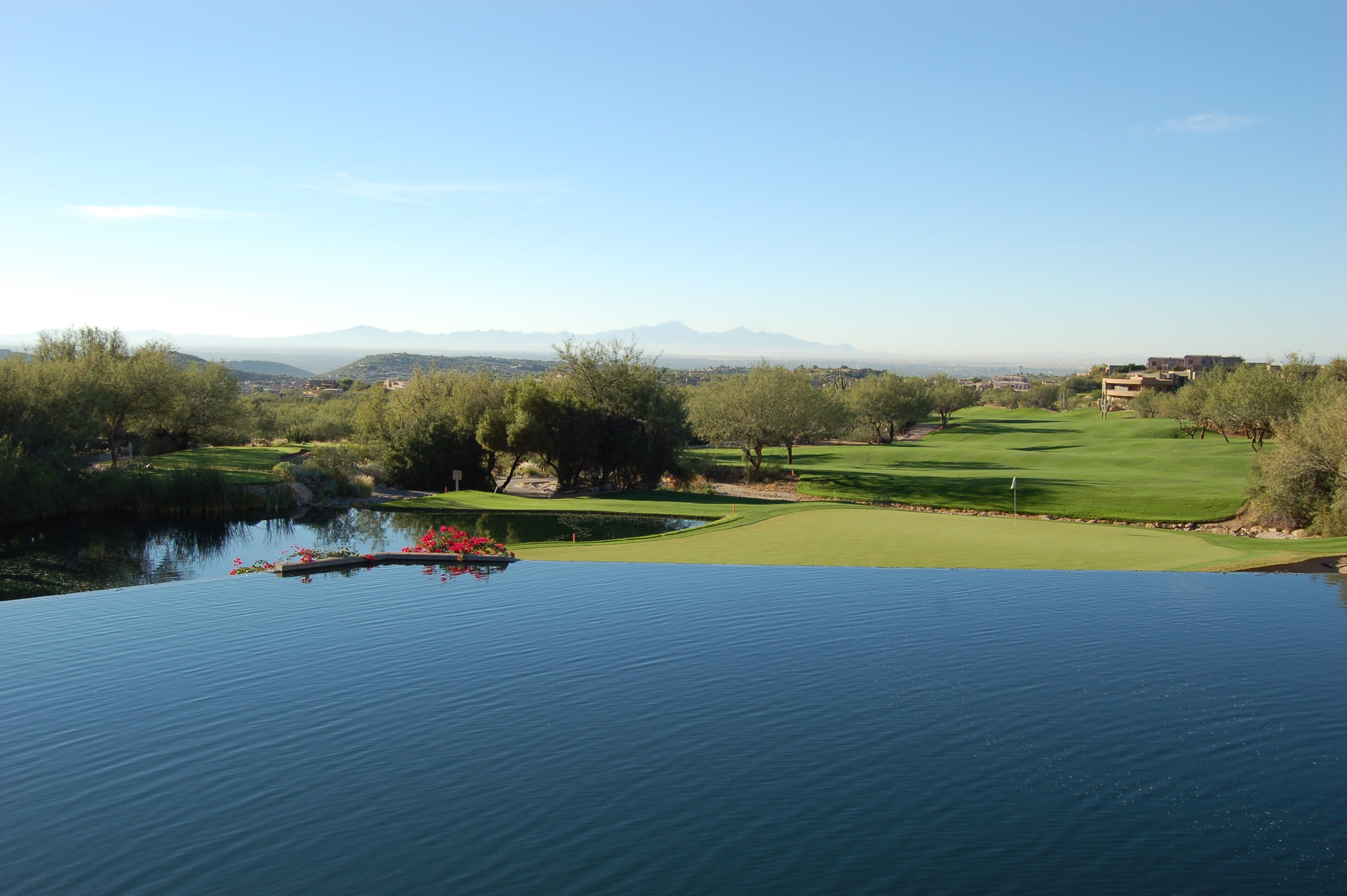 mountain, tranquility, the golf club at dove mountain, nature, sky, tucson arizona, arizona, beauty in nature, blue, plant, no people, waterfront, water, HD Wallpaper