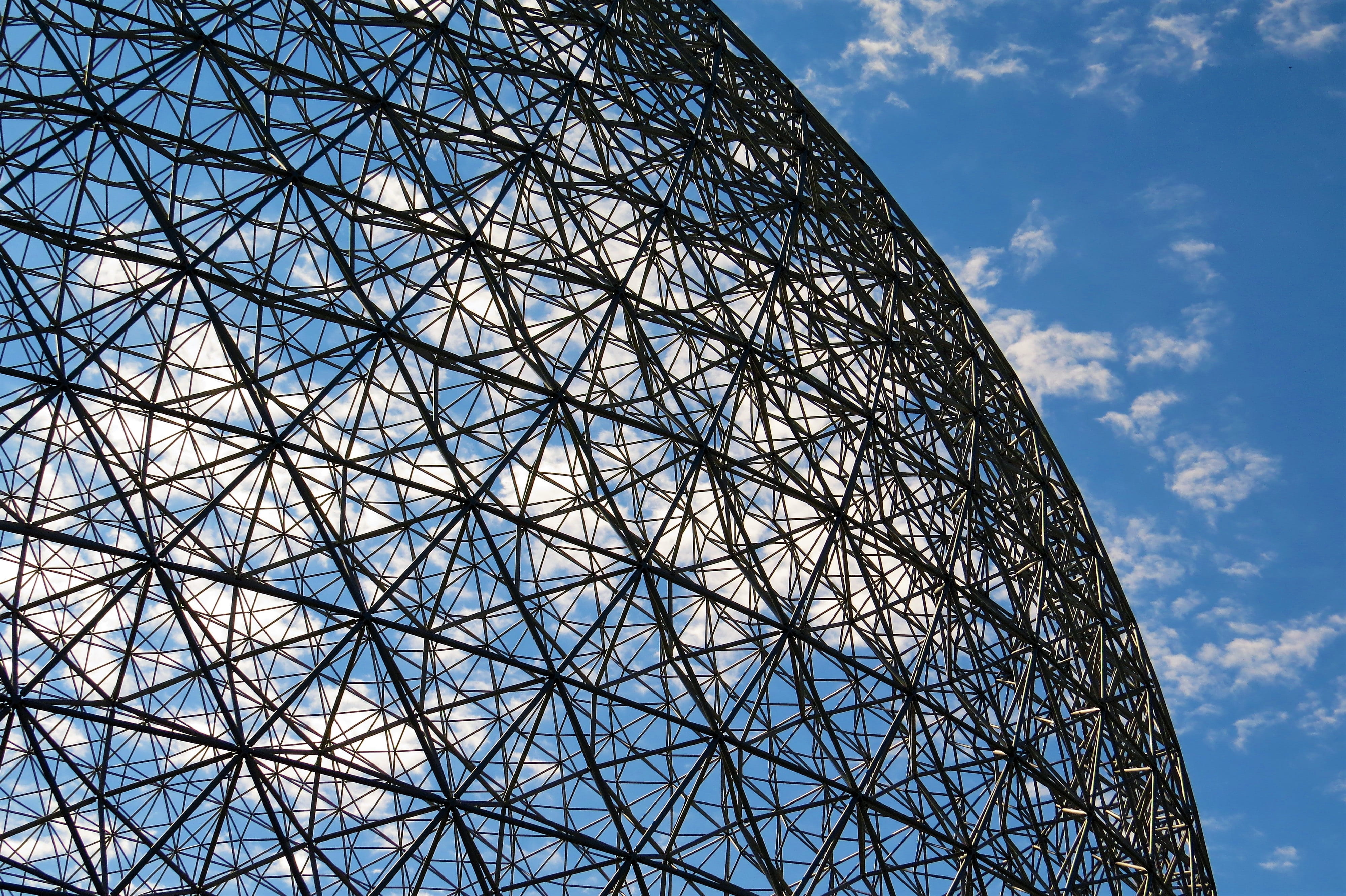 attraction, tall - high, montreal, pattern, blue, landmark, montréal, no people, shape, industry, 1967, built structure, expo, canada, cloud - sky, geometric shape, HD Wallpaper