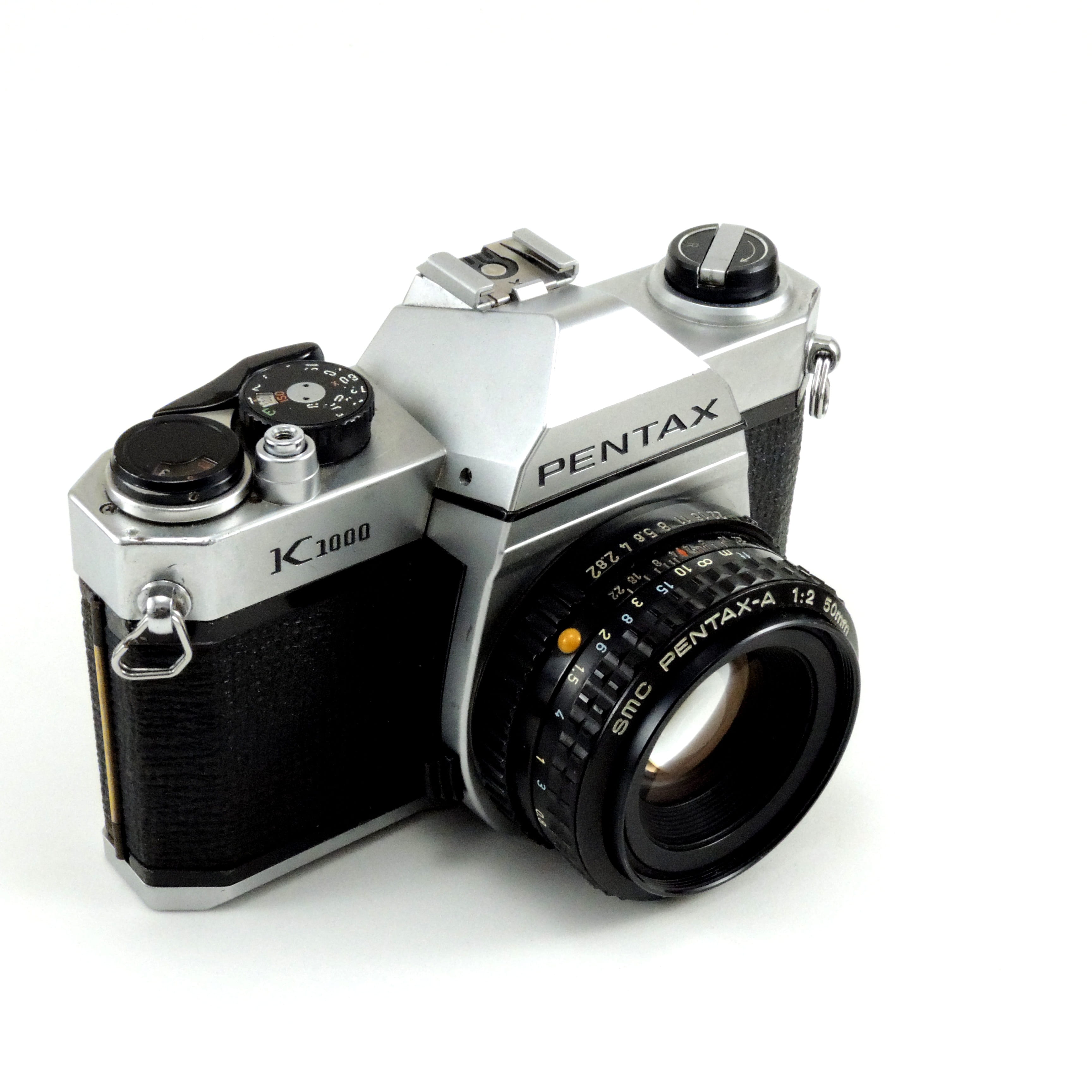 pentax, retro styled, white background, still life, no people, equipment, slr camera, Analog, Camera, photographic equipment, single object, lens, Photographic, Phone HD Wallpaper