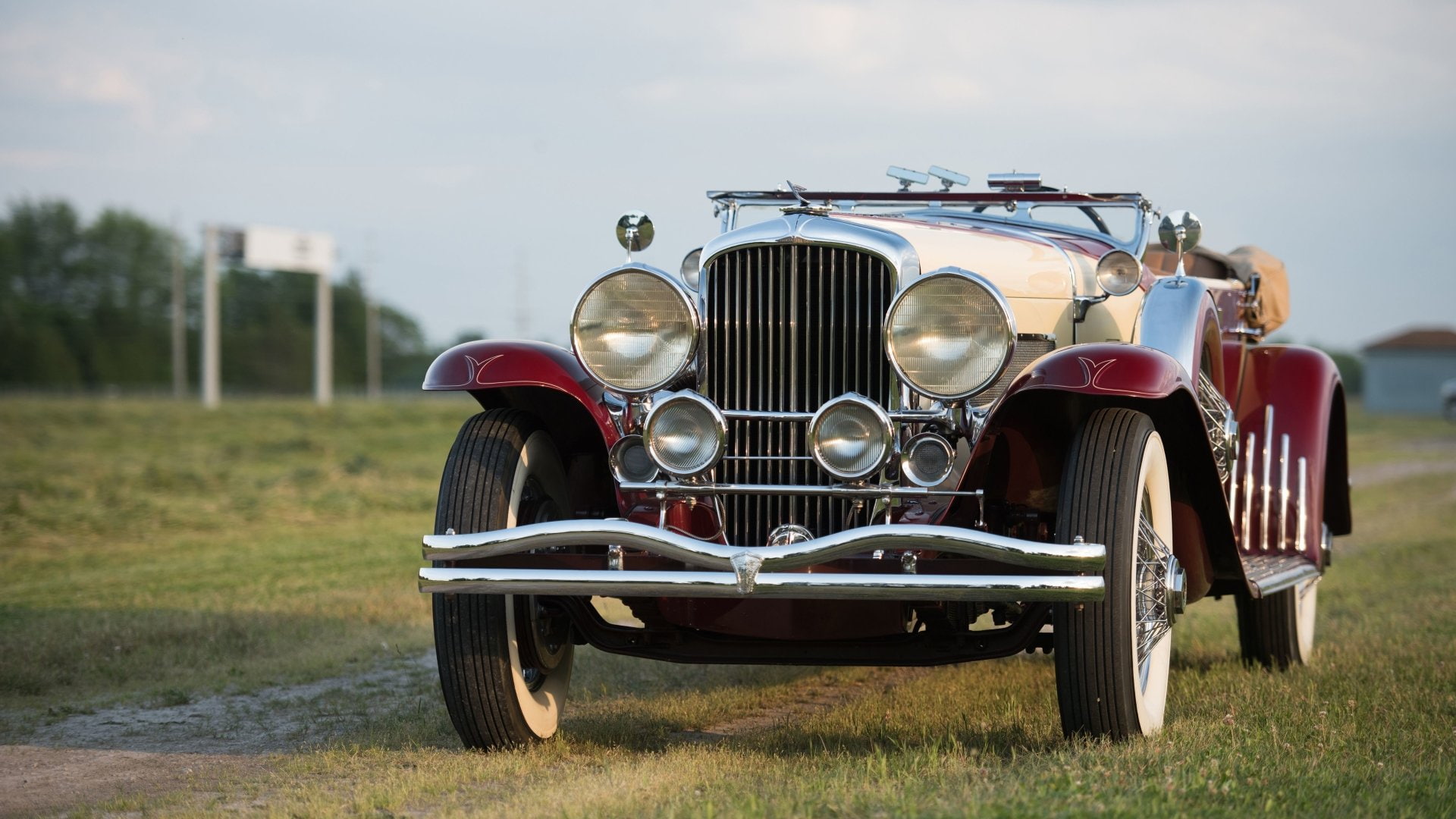 Car, nature, Vintage Car, headlight, silver colored, Red Car, motor vehicle, Full-Size Car, Luxury Car, focus on foreground, land, stationary, Duesenberg SJ, HD Wallpaper