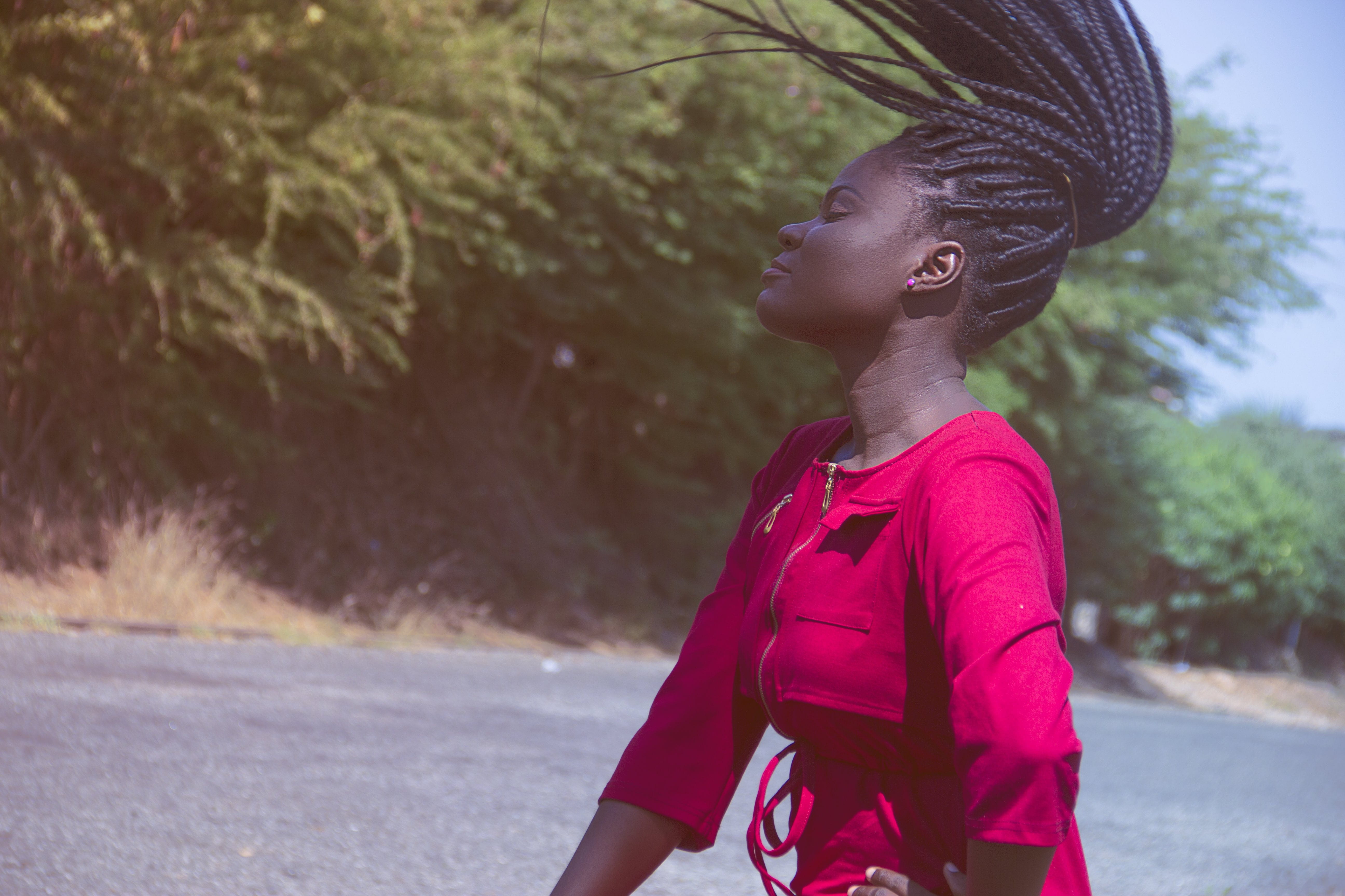 real people, looking away, sweep, tree, swing, long, standing, plant, dreadlocks, woman, women, nature, looking, sleeved, pink top, clothing, childhood, HD Wallpaper