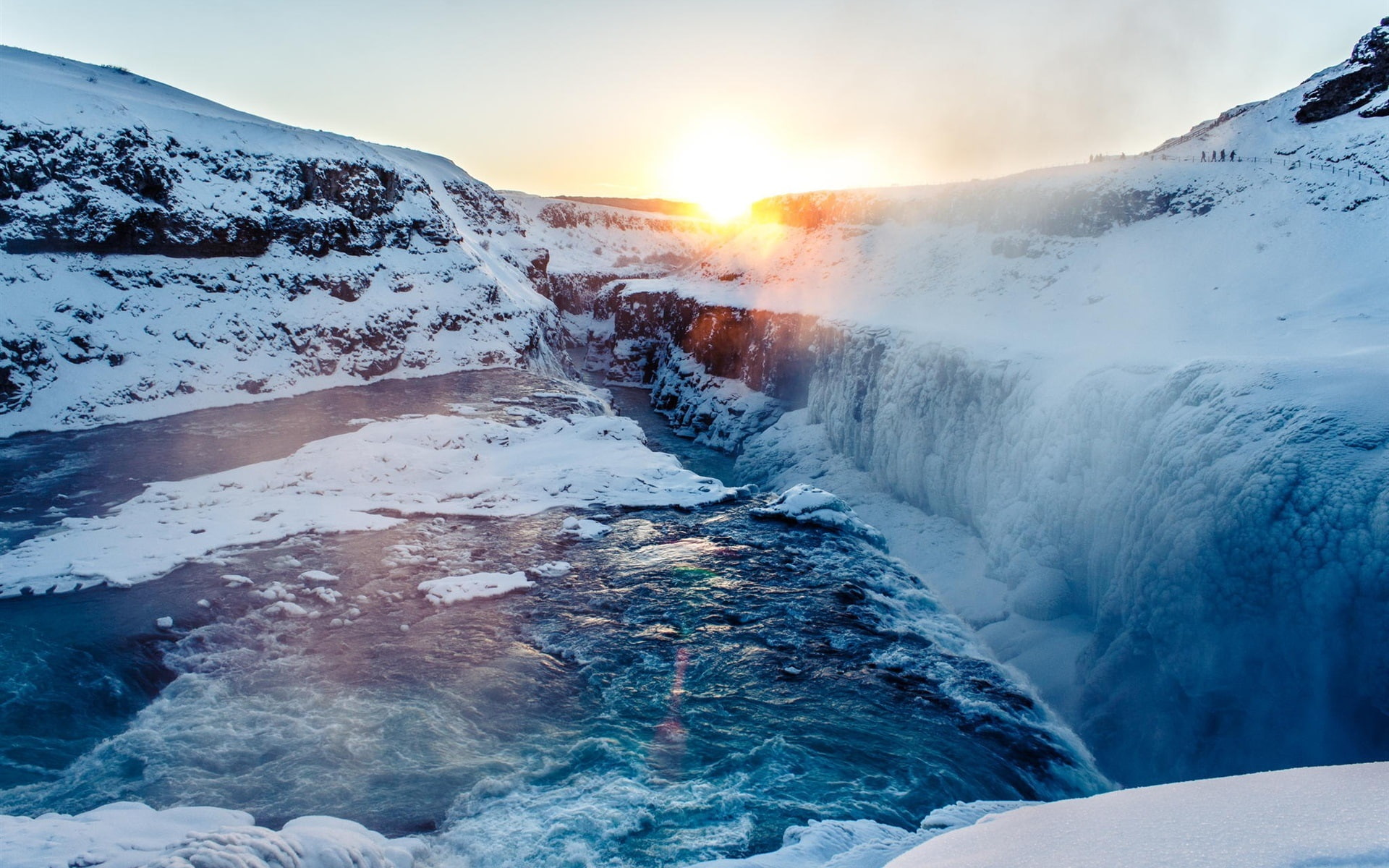Winter, Mountains, Snow, 1080P, mountain, Canyon, Sunrise, HD Wallpaper