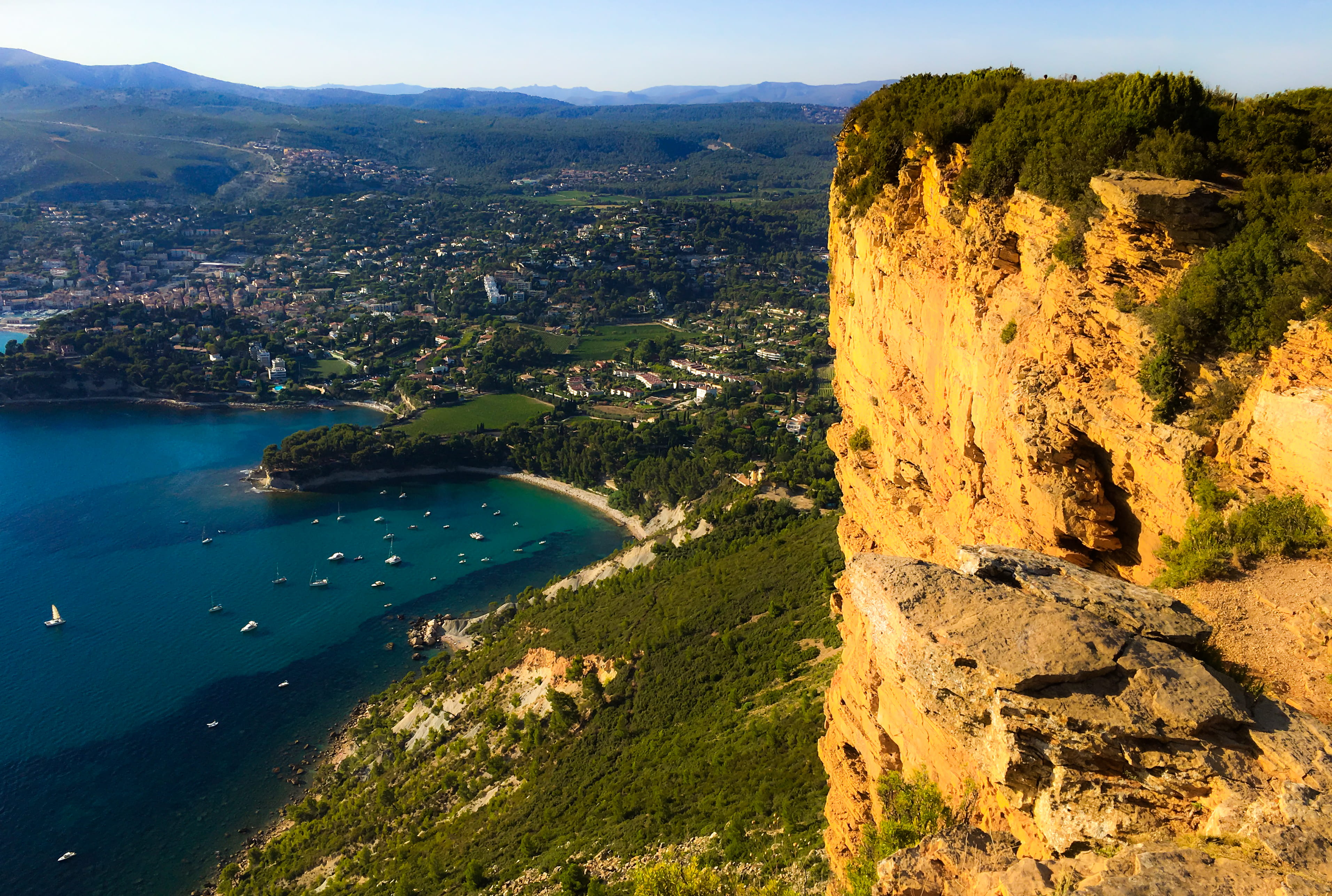 france, méditerranée, tranquil scene, cliff, architecture, nature, panorama, non-urban scene, environment, water, built structure, no people, tree, 2K, HD Wallpaper