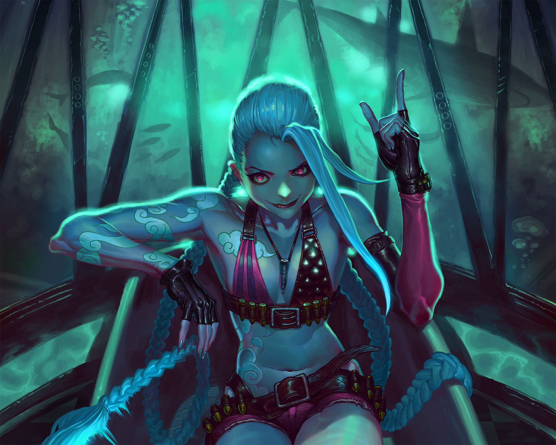 league of legends, jinx, lol, upscale, 1080P, girl, happykwak, art, game, HD Wallpaper