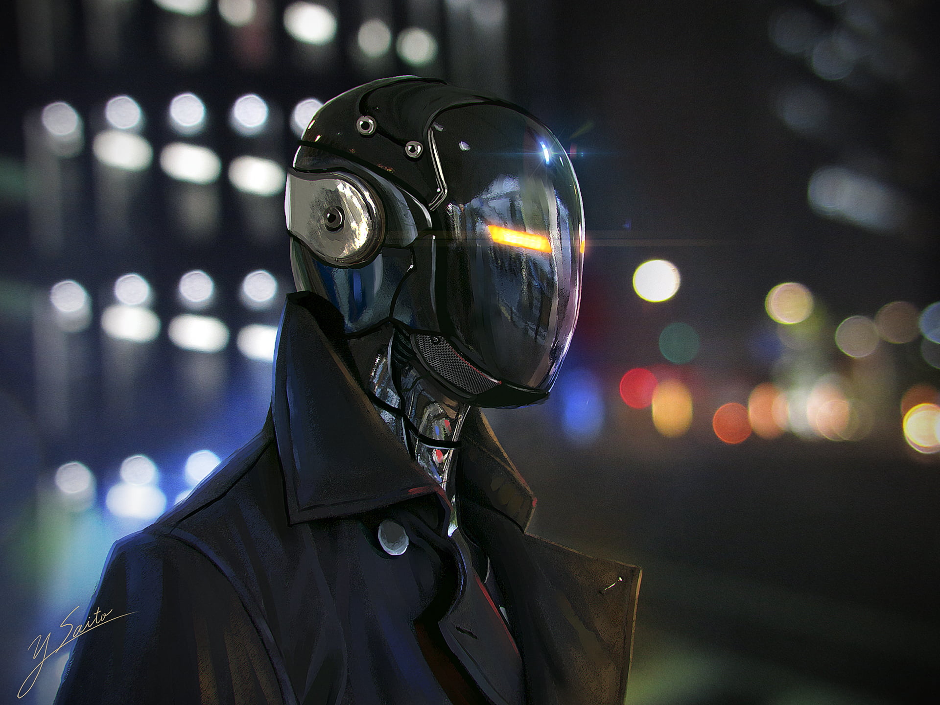 government, men, 1080P, equipment, males, headwear, black, night, headshot, cyborg, helmet, dark, sci-fi, protective Mask - Workwear, art, police Force, HD Wallpaper