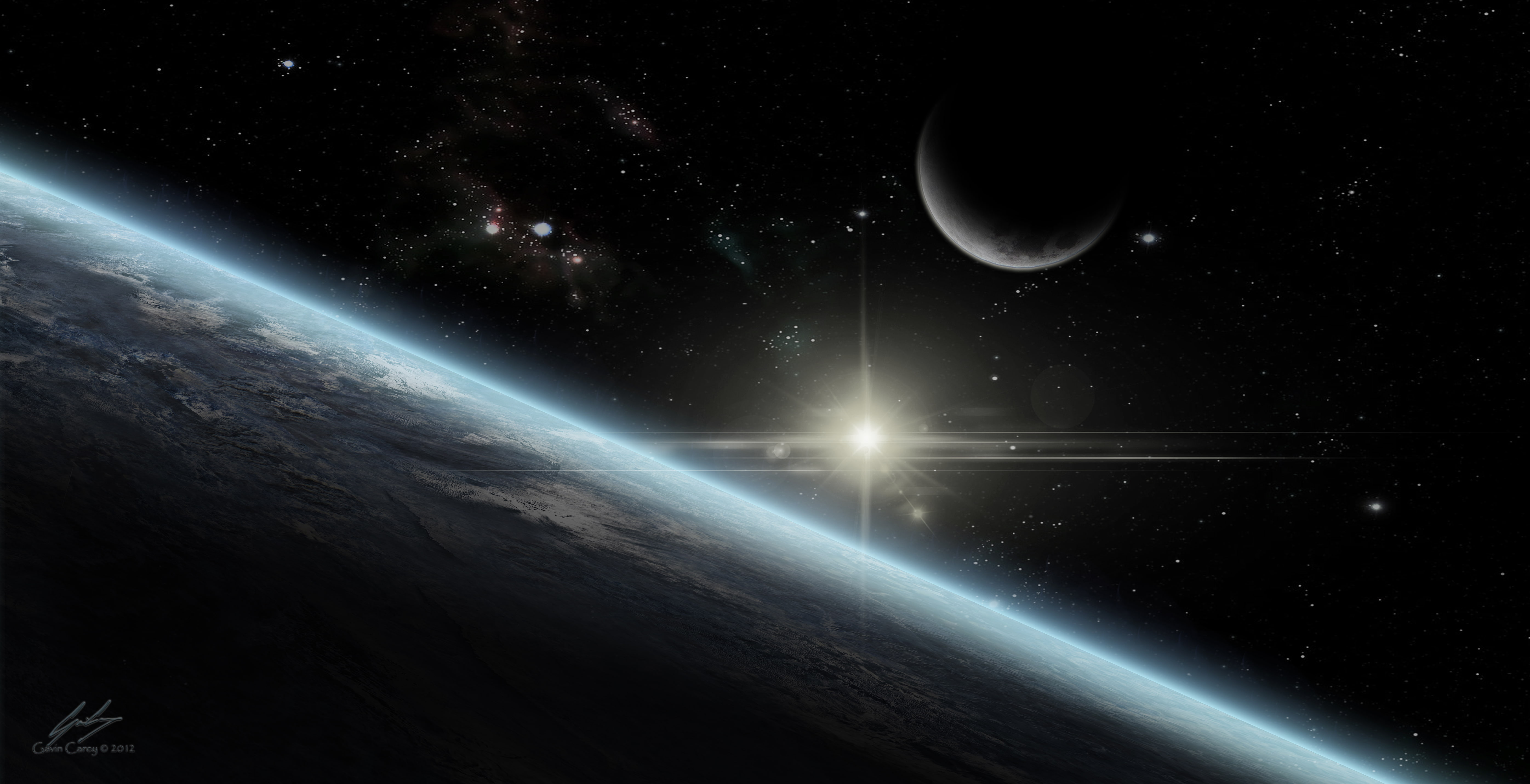 earth, luna, moon, 5K, atmosphere, sun, star, HD Wallpaper