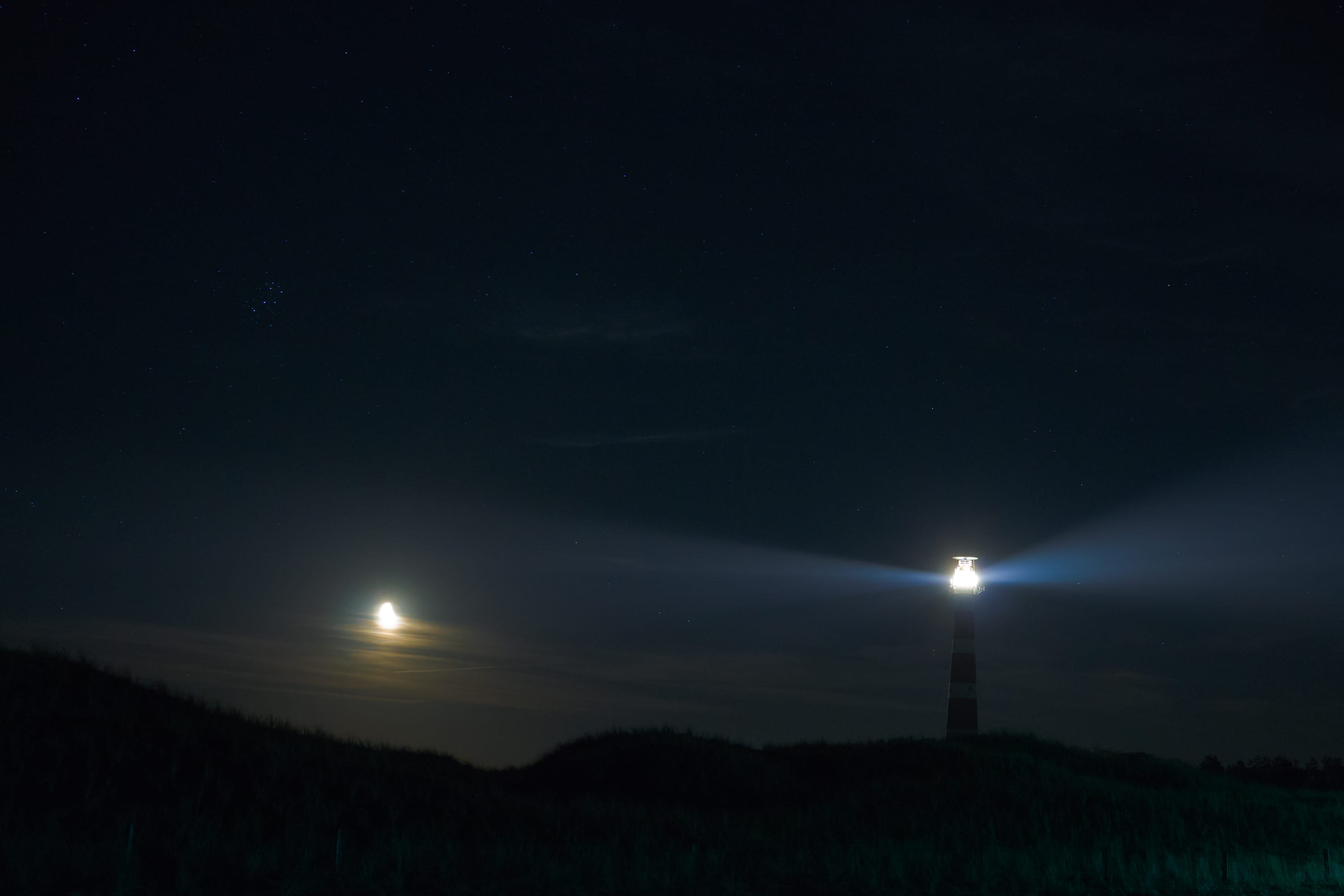 beauty in nature, beach, sky, full moon, hollum, nightsky, architecture, dark, scenics - nature, landschape, nightscape, outdoors, night, bornrif, ameland, HD Wallpaper