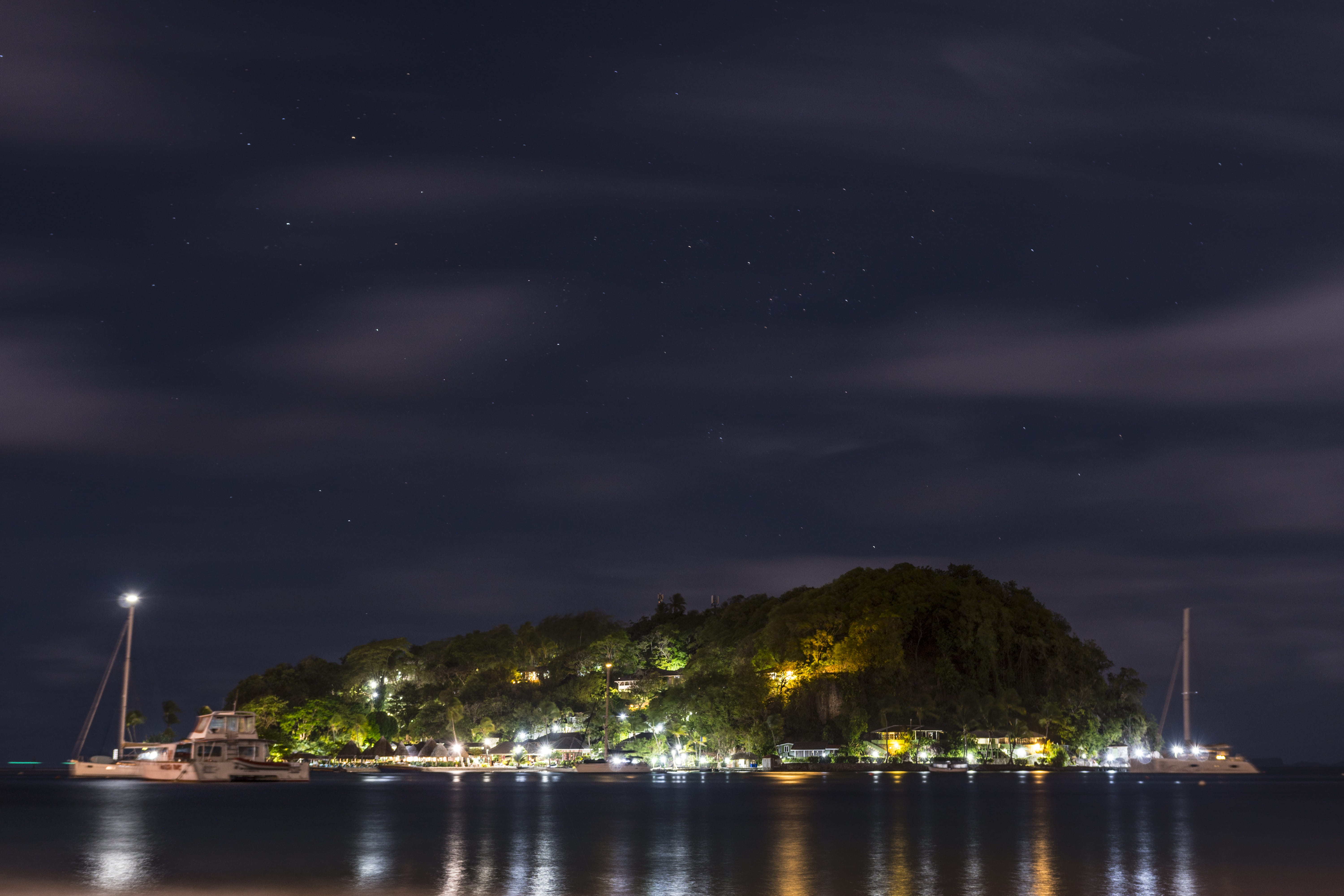 island, reflection, blue, harbor, time, travel, nature, ocean, coastline, nautical Vessel, scenics, sky, ship, photography, mountain, sea, nighttime, star, HD Wallpaper