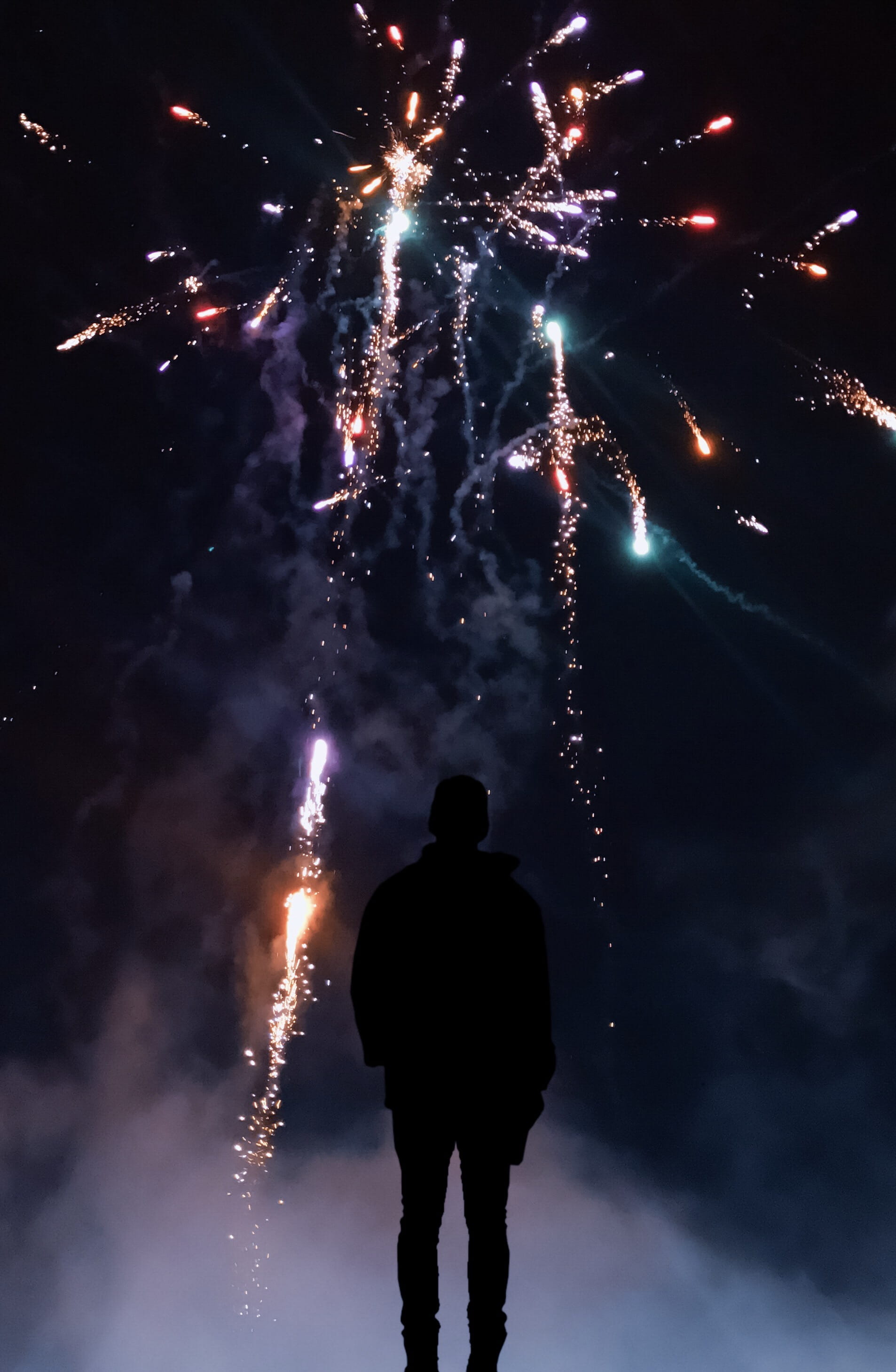 illuminated, colored smoke, night, real people, light, watching, firework - man made object, event, nature, fireworks, fireworks display, arts culture and entertainment, Phone HD Wallpaper
