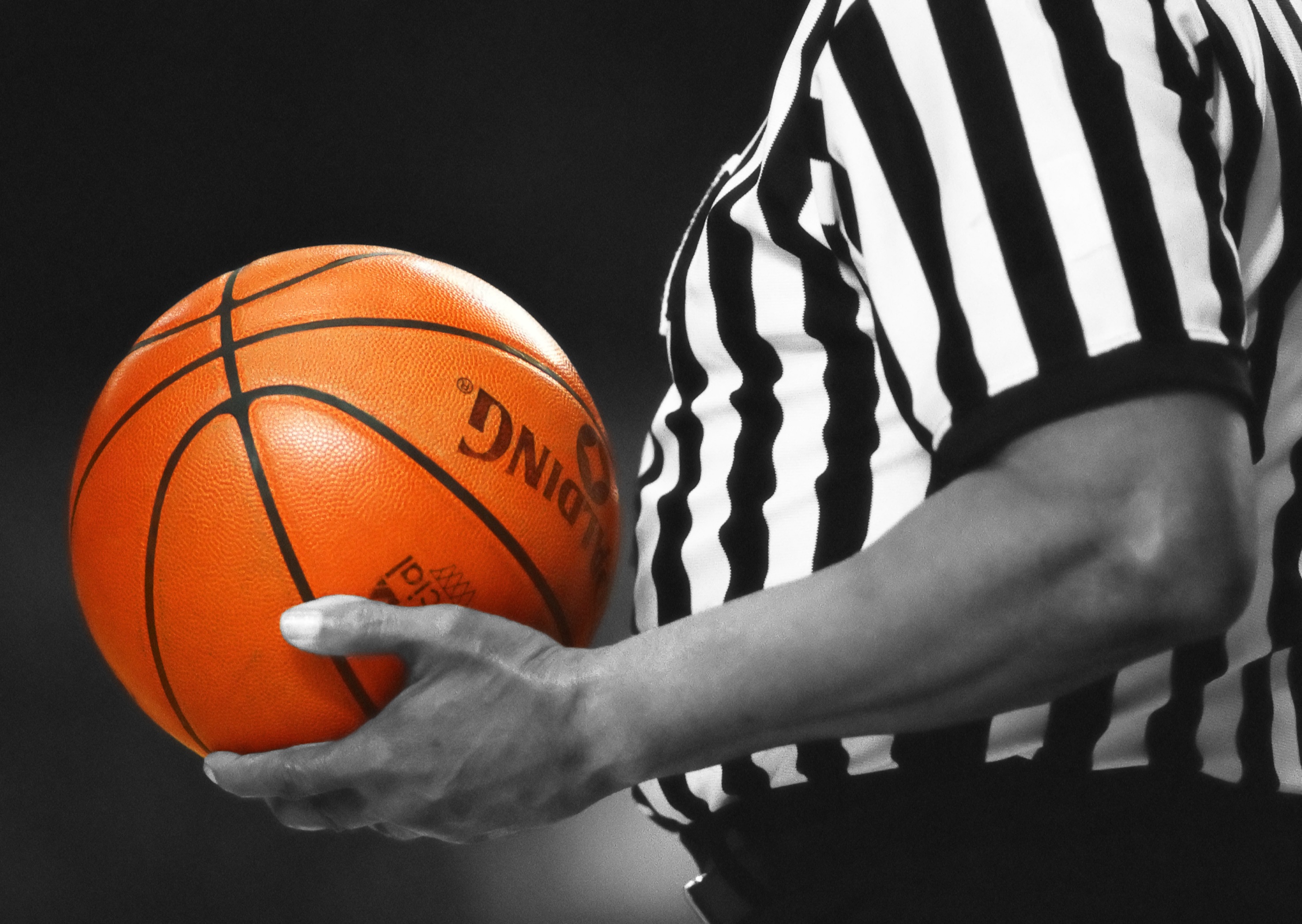 referee, basketball player, men, sportsman, man, studio shot, 2K, spalding, black, indoors, ball, playing, people, male, lifestyles, sport, american, basketball - Sport, HD Wallpaper
