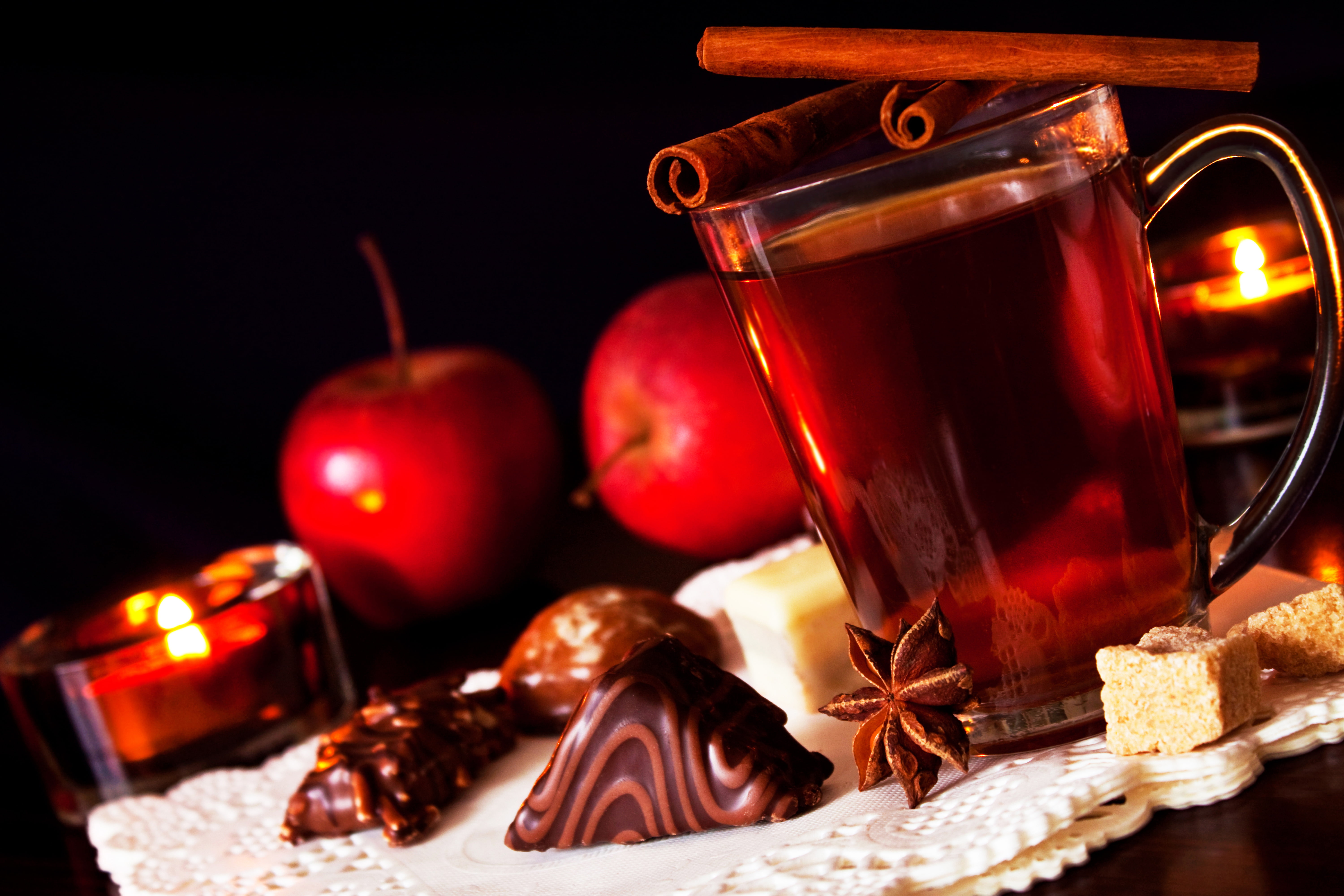 Cinnamon, Food, Apple, 5K, Spiced Cider, Christmas, Candle, HD Wallpaper