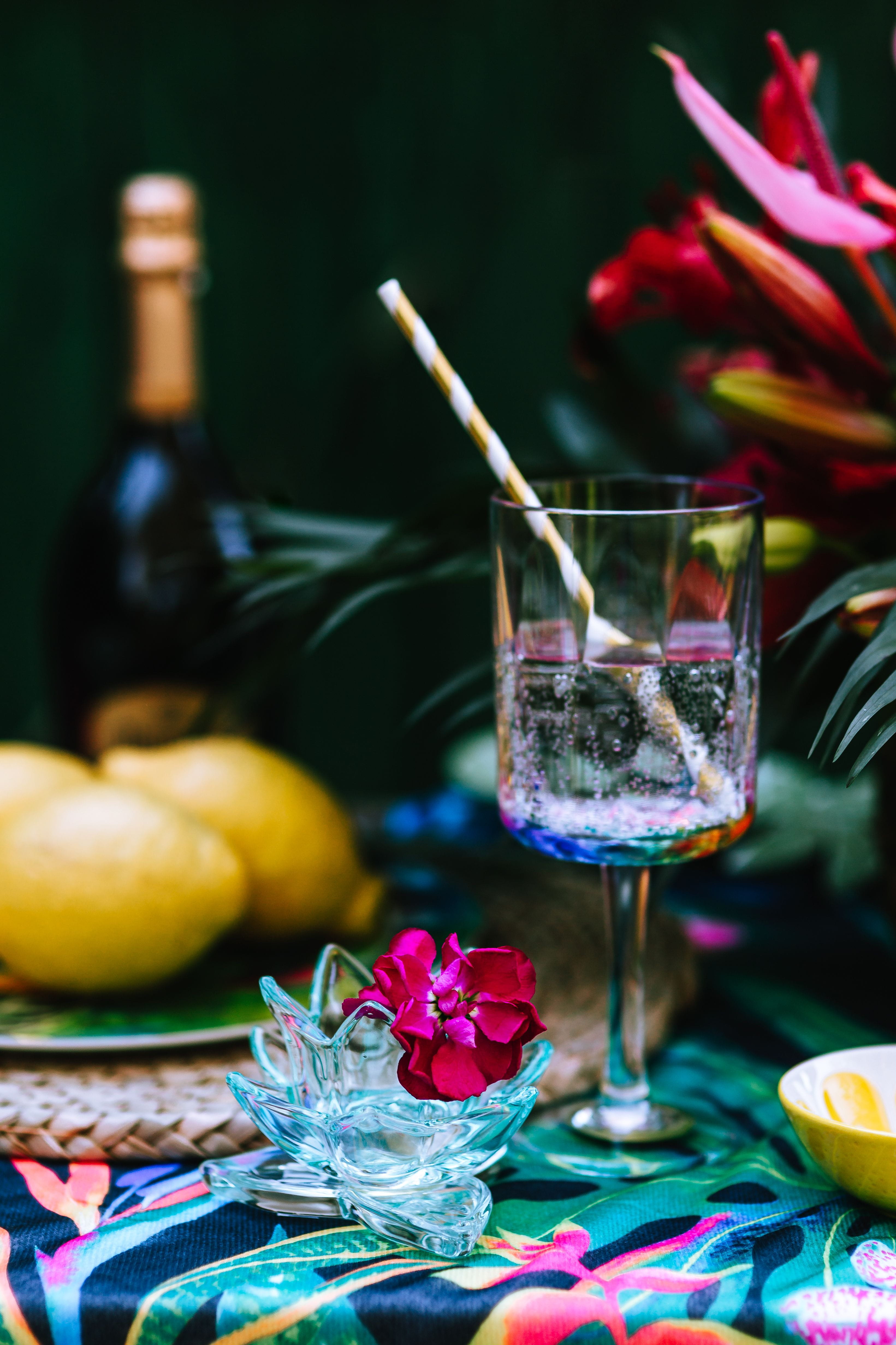 still life, freshness, decorations, food, refreshment, no people, outdoor, sunny, party, 4K, drinking glass, flora, drink, household equipment, plant, Phone HD Wallpaper