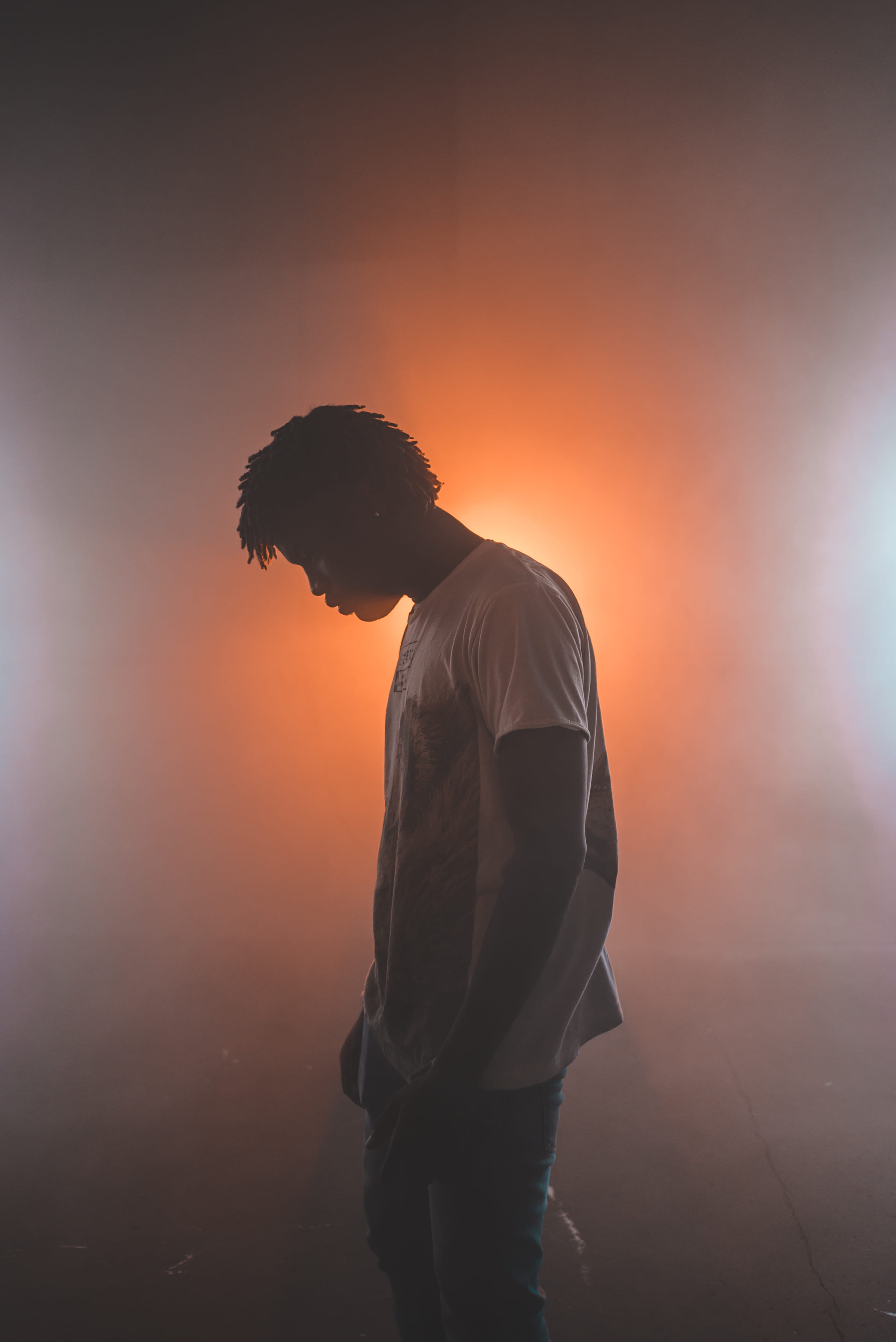 adult, young Adult, looking, back Lit, men, one Person, black, shadow, lifestyles, thinking, african american, depression - Sadness, silhouette, fog, males, Phone HD Wallpaper