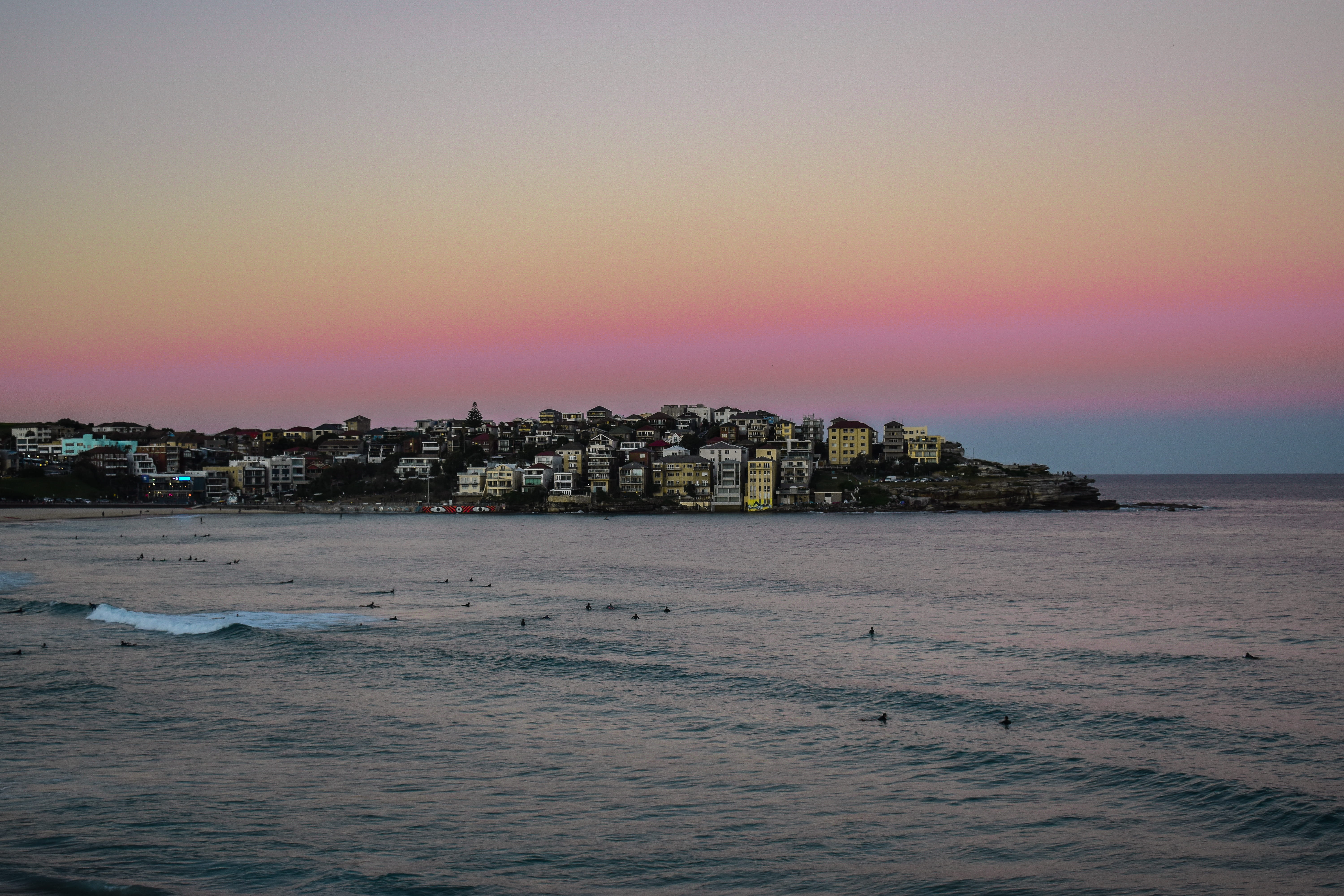ocean, beach, idyllic, horizon over water, sea, apartments, sky, sydney, dusk, beauty in nature, buildings, no people, city, building, building exterior, HD Wallpaper