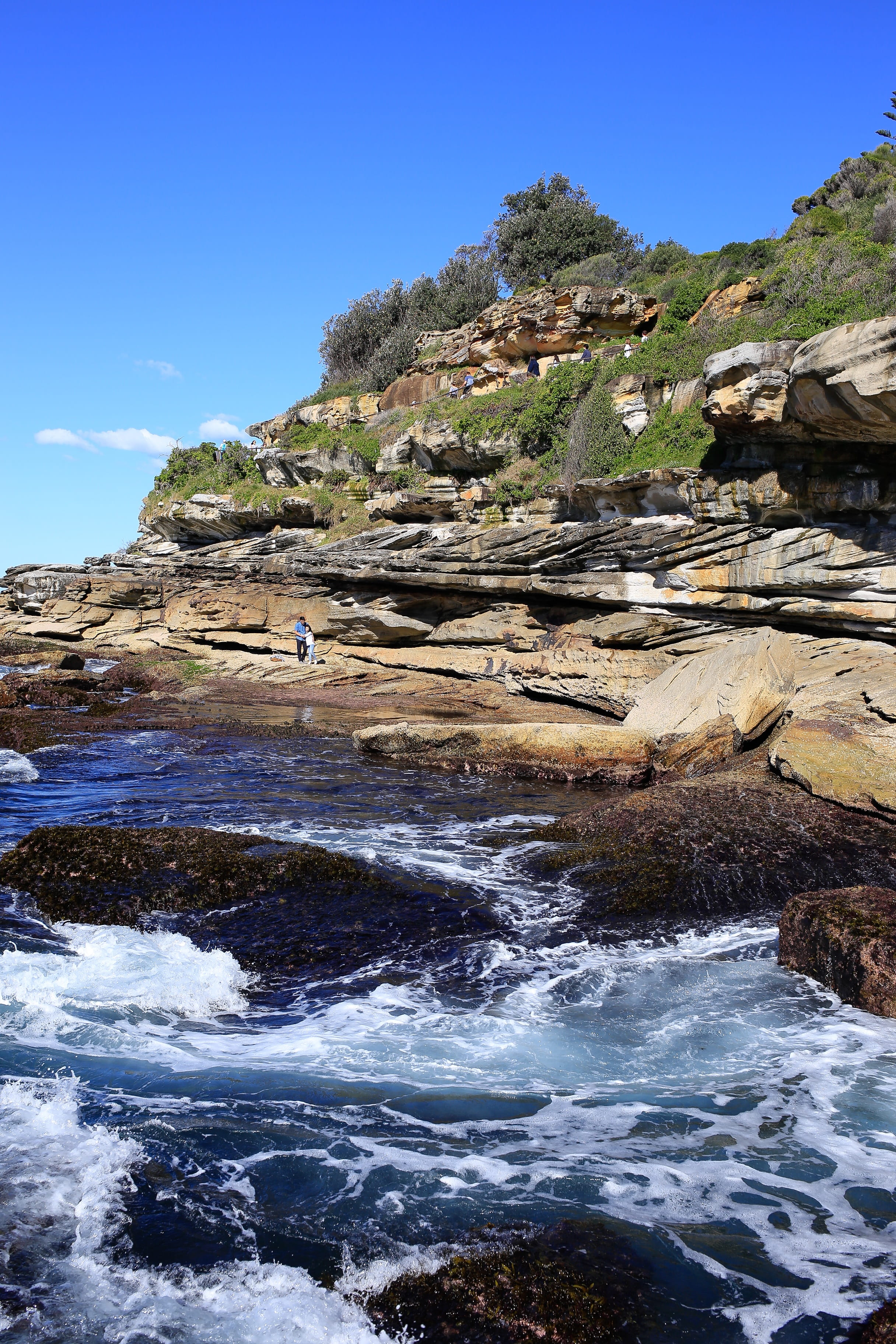 seaside, water, clear sky, outdoors, land, no people, sand, tranquility, solid, motion, beauty in nature, bondi beach, ocean, tranquil scene, flowing water, Phone HD Wallpaper