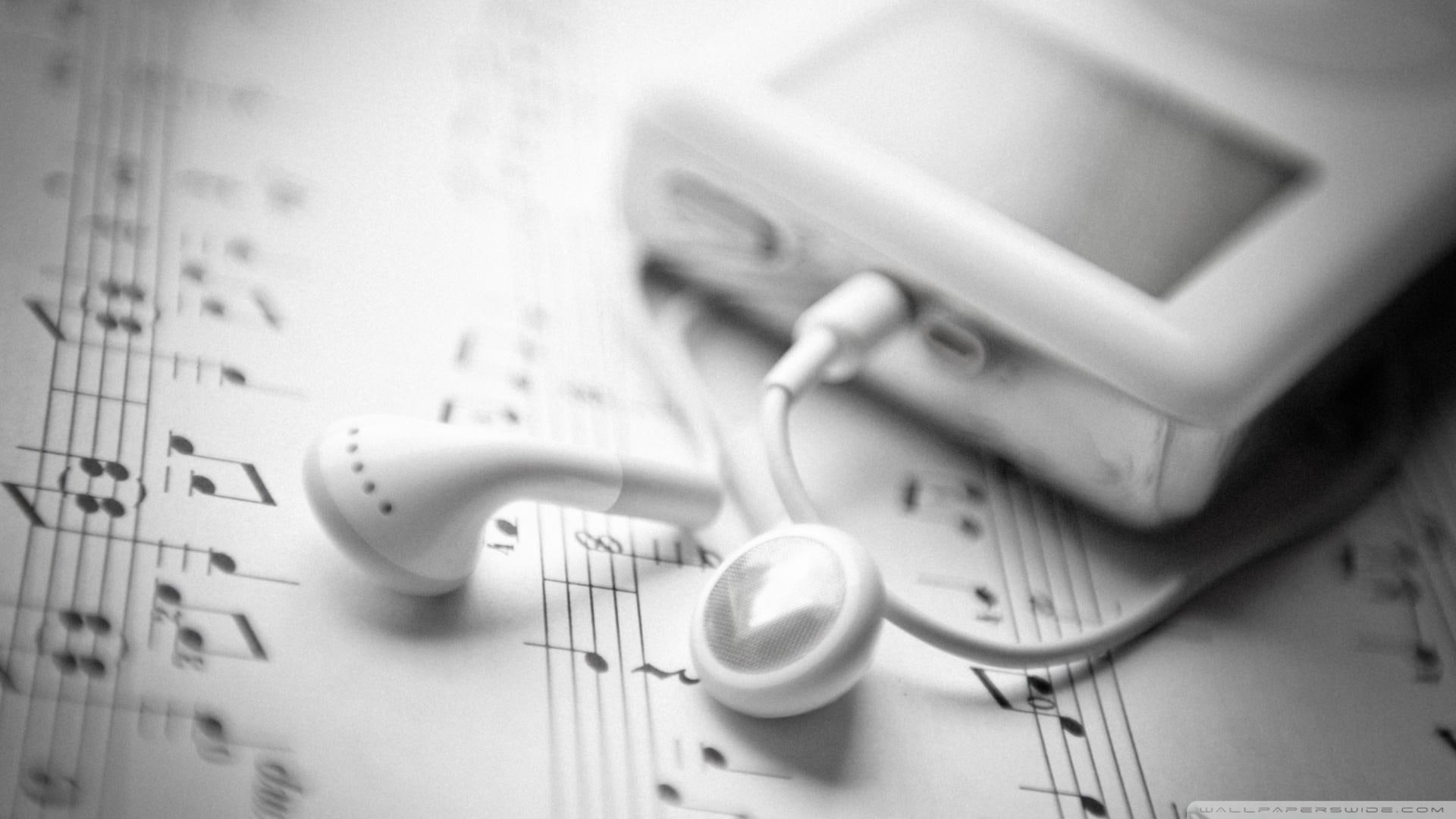 white, earbuds, love, music, 3d and abstract, 1080P, HD Wallpaper