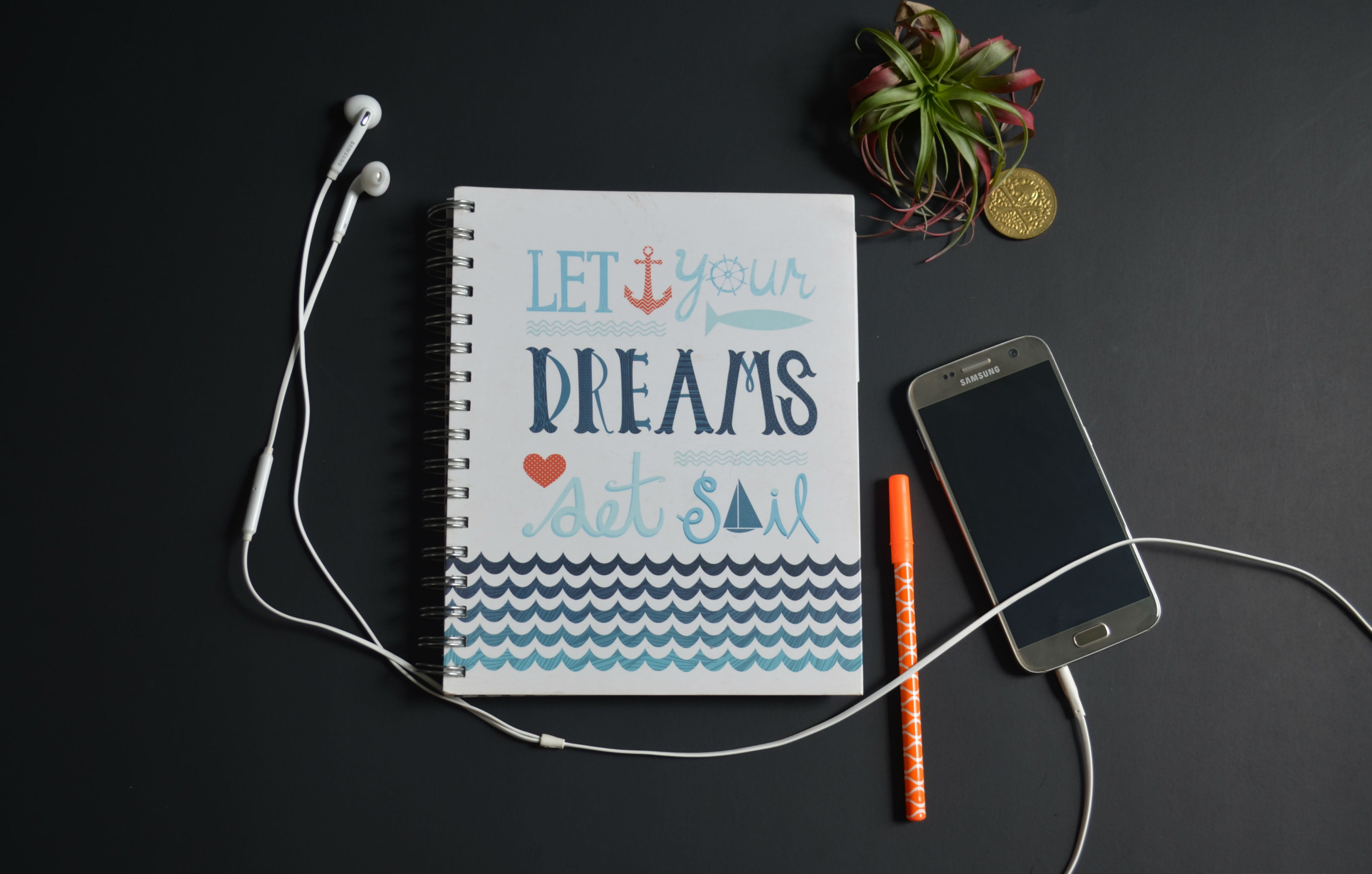 music, directly above, art and craft, wireless technology, flatlay, education, smartphone, android, creativity, phone, 4K, dreams, digital tablet, earbuds, HD Wallpaper