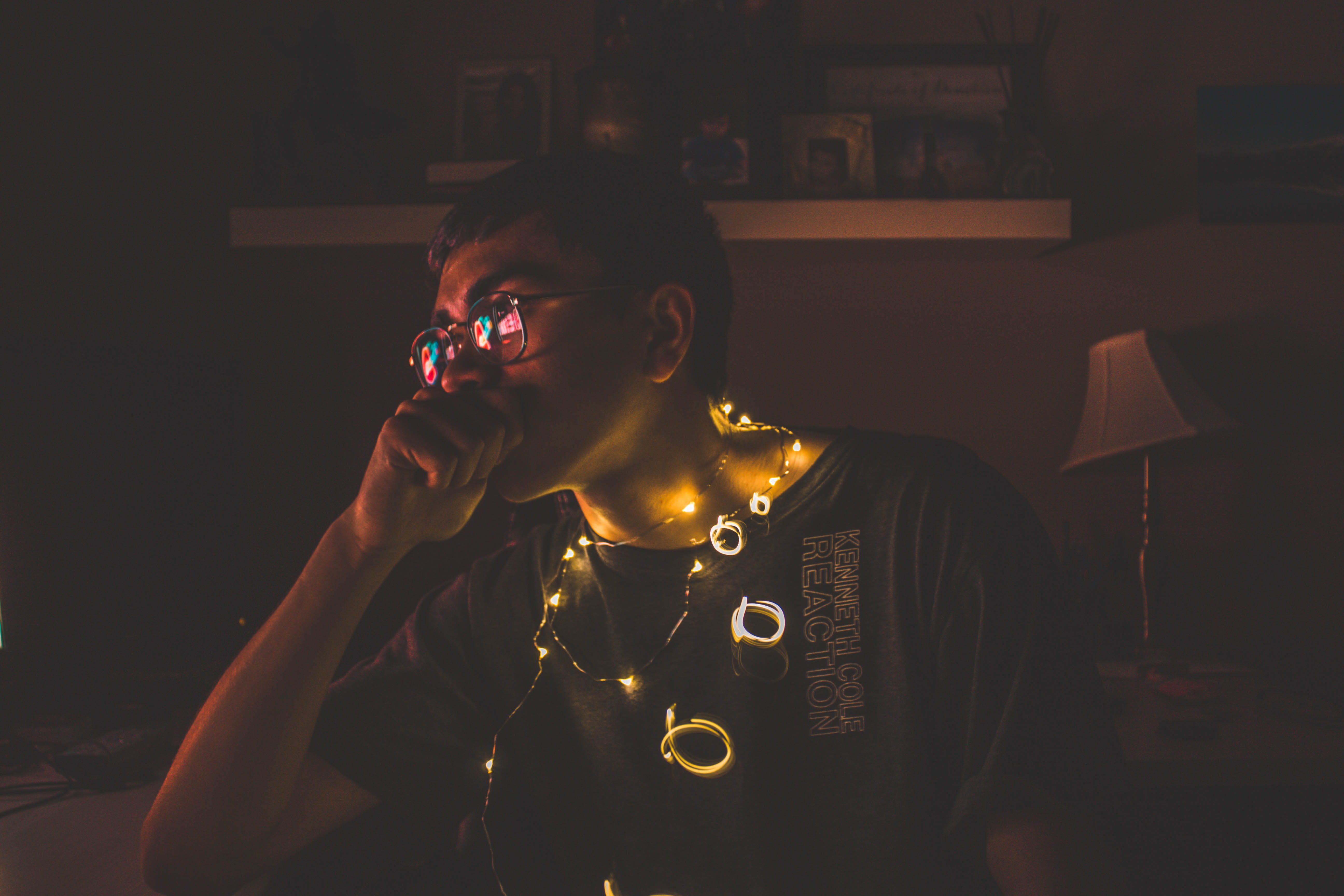 portrait, brendonttv, fairystring, one person, casual clothing, waist up, fairy light, lights, canada, neon sign, neon, young men, hairstyle, technology, HD Wallpaper