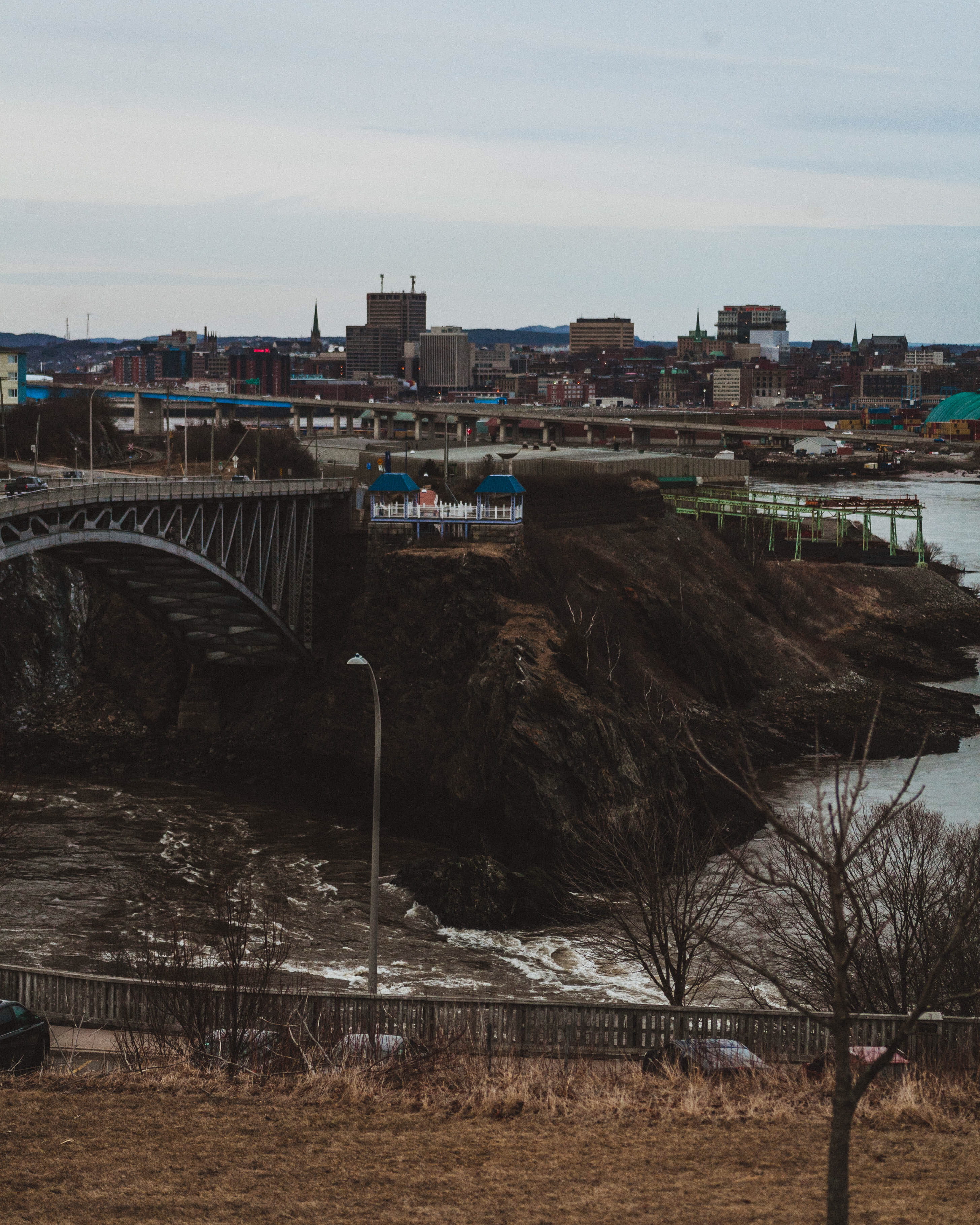 water, canadian, building, land, residential district, sky, river, 2K, canon, city, plant, bridge, bridge - man made structure, saint john, photo, no people, Phone HD Wallpaper