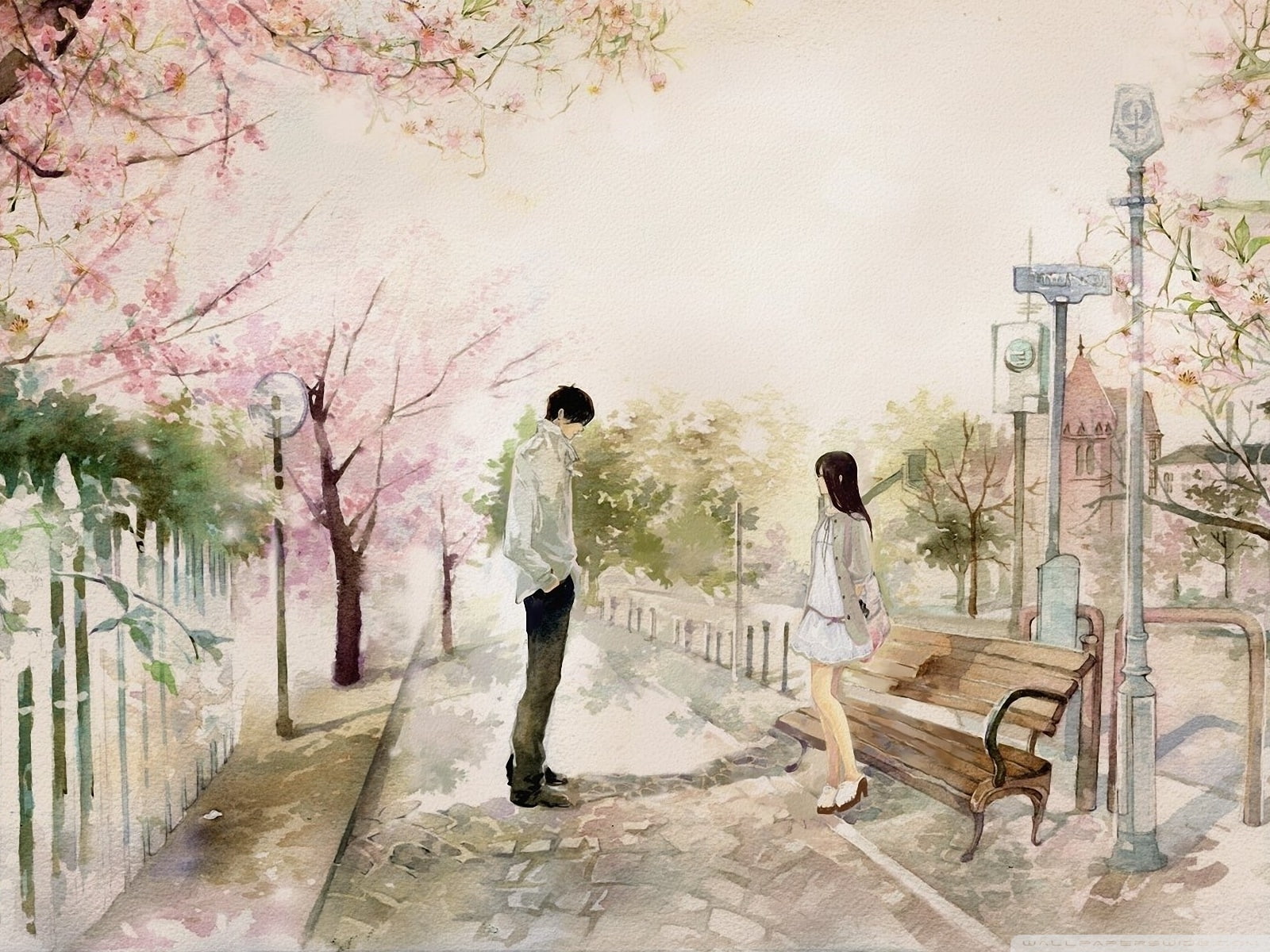 anime girls, romance, painting, anime boys, 720P, HD Wallpaper