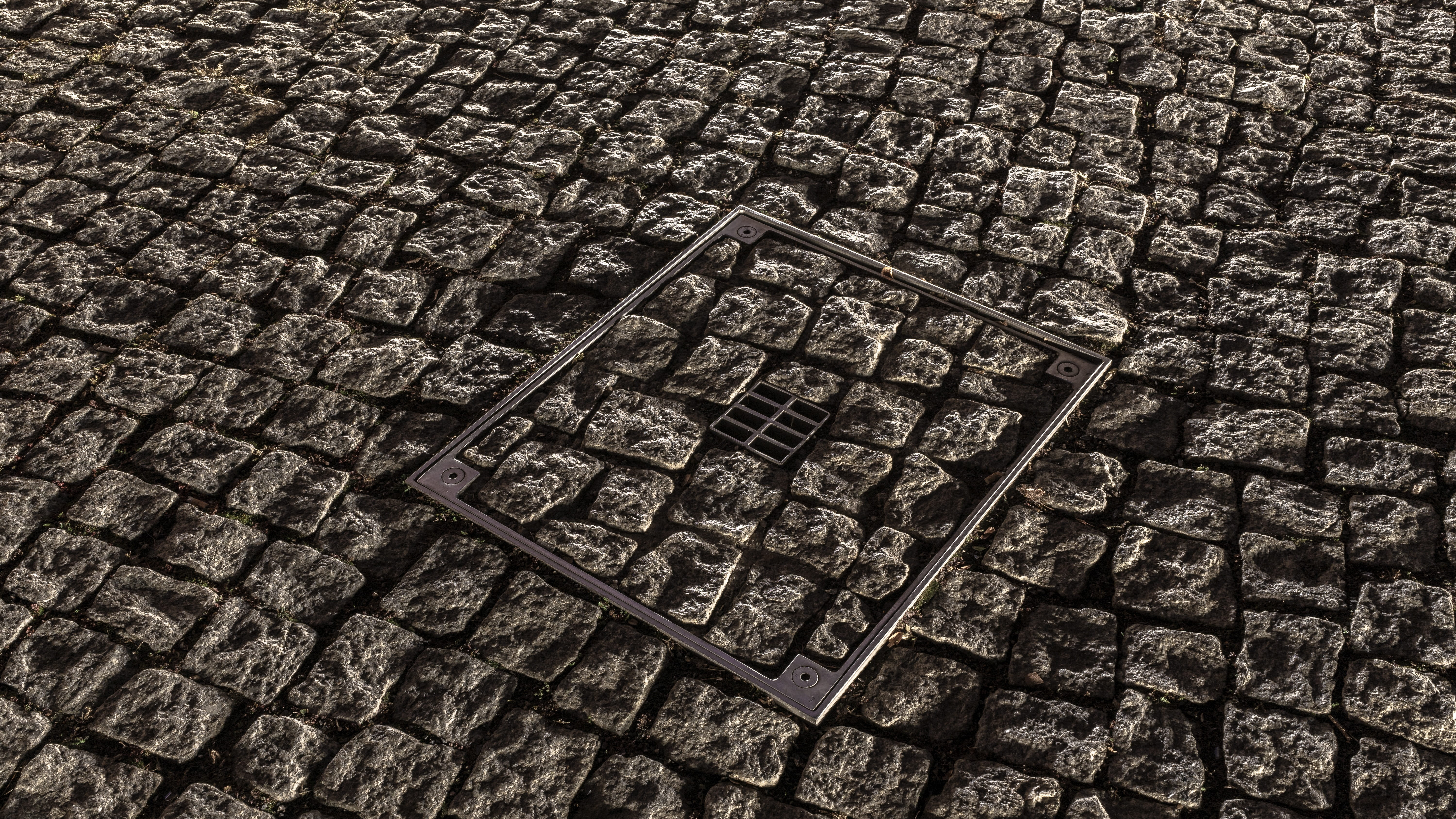 outdoors, manhole, background, nature, full frame, shape, paving stone, paving stones, patch, design, backgrounds, text, city, surface, night, structure, HD Wallpaper
