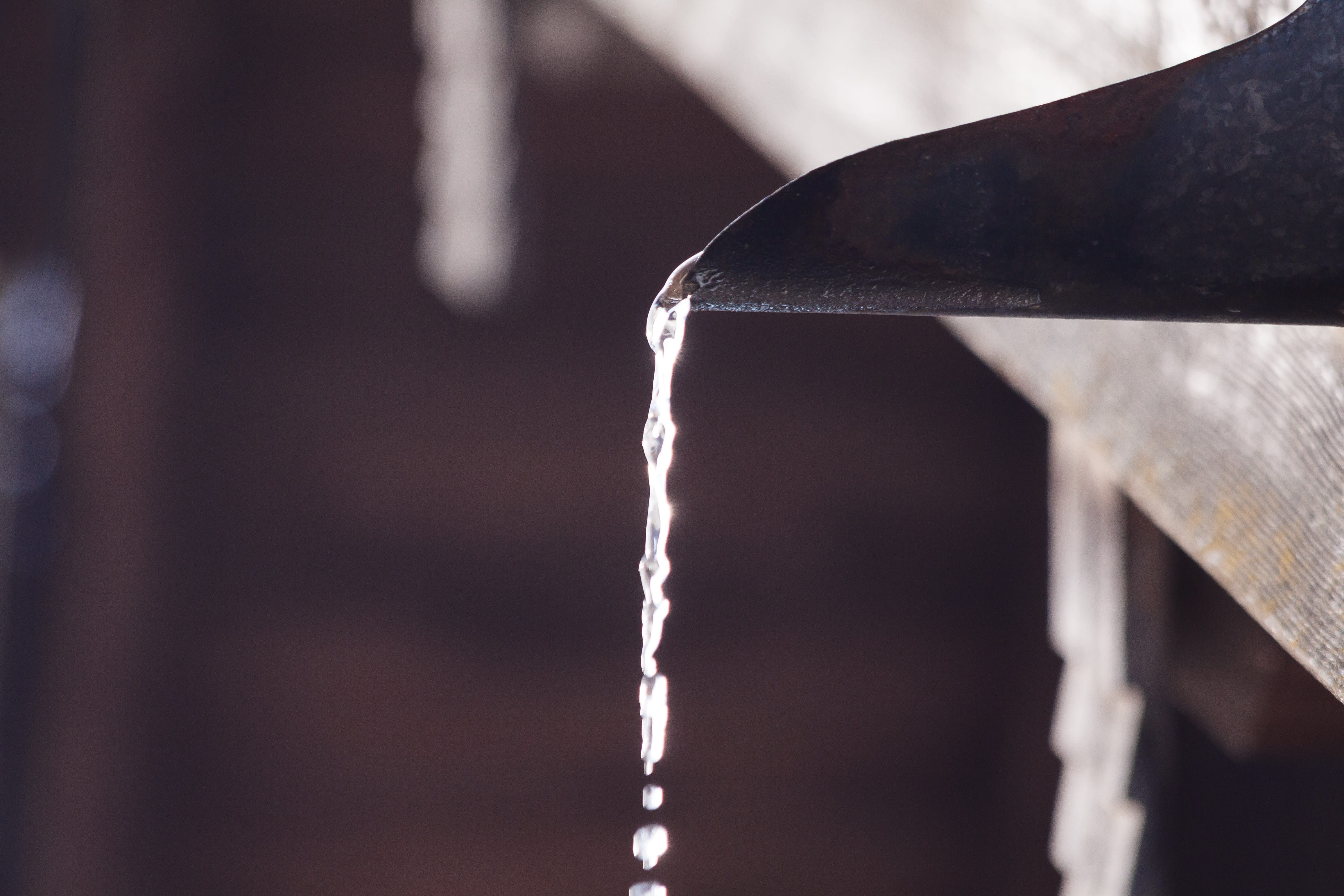 environment, outdoors, wood, old, motion, Water, Gully, close-up, Gutter, rusty, gargoyle, water drain, focus on foreground, 4K, indoors, no people, ice, HD Wallpaper