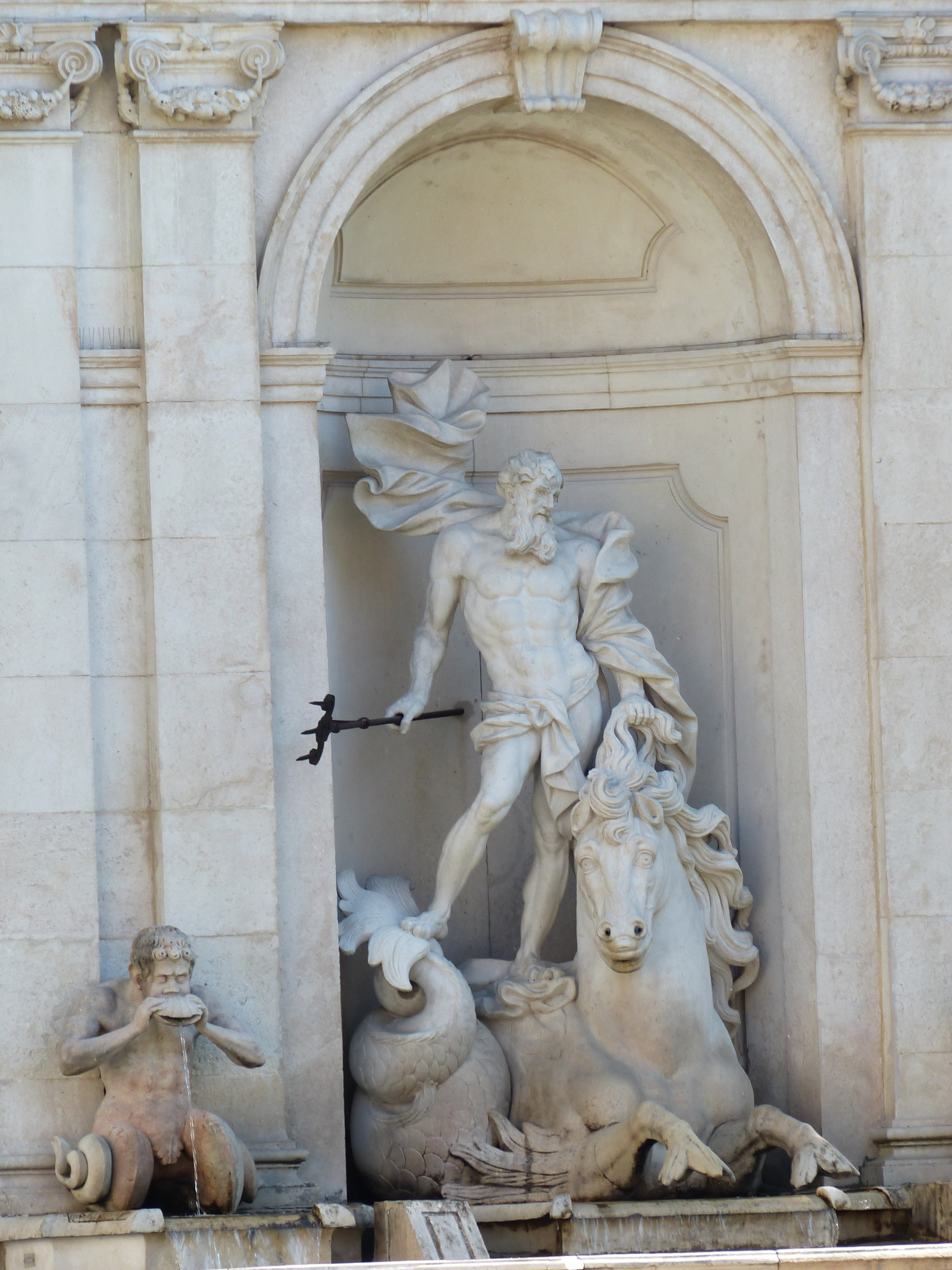 old town, creativity, monumental, religion, trident, horse pond, art and craft, history, the past, representation, belief, project parzival fountain construction, Phone HD Wallpaper