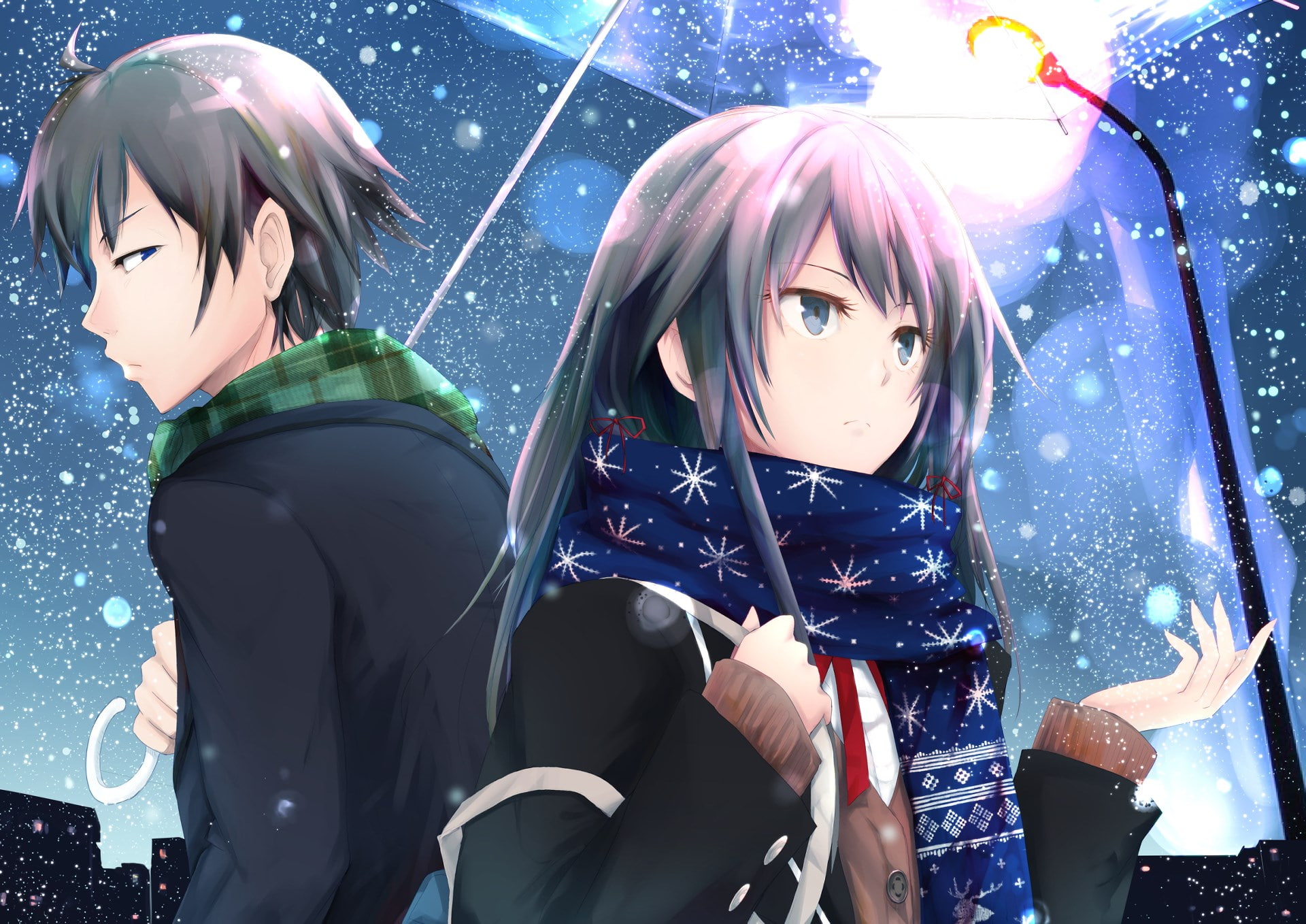 females, men, winter, leisure activity, positive emotion, friendship, outdoors, warm clothing, 1080P, enjoyment, my teen romantic comedy snafu, nature, HD Wallpaper