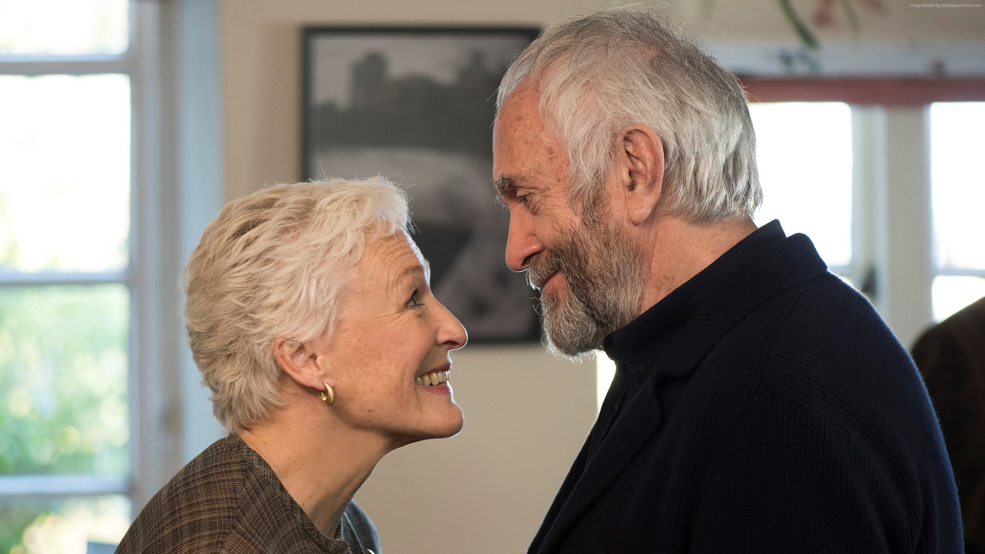 gray hair, 2K, 4K, lifestyles, togetherness, face to face, adult, happiness, senior adult, Jonathan Pryce, mature adult, Glenn Close, headshot, men, males, HD Wallpaper