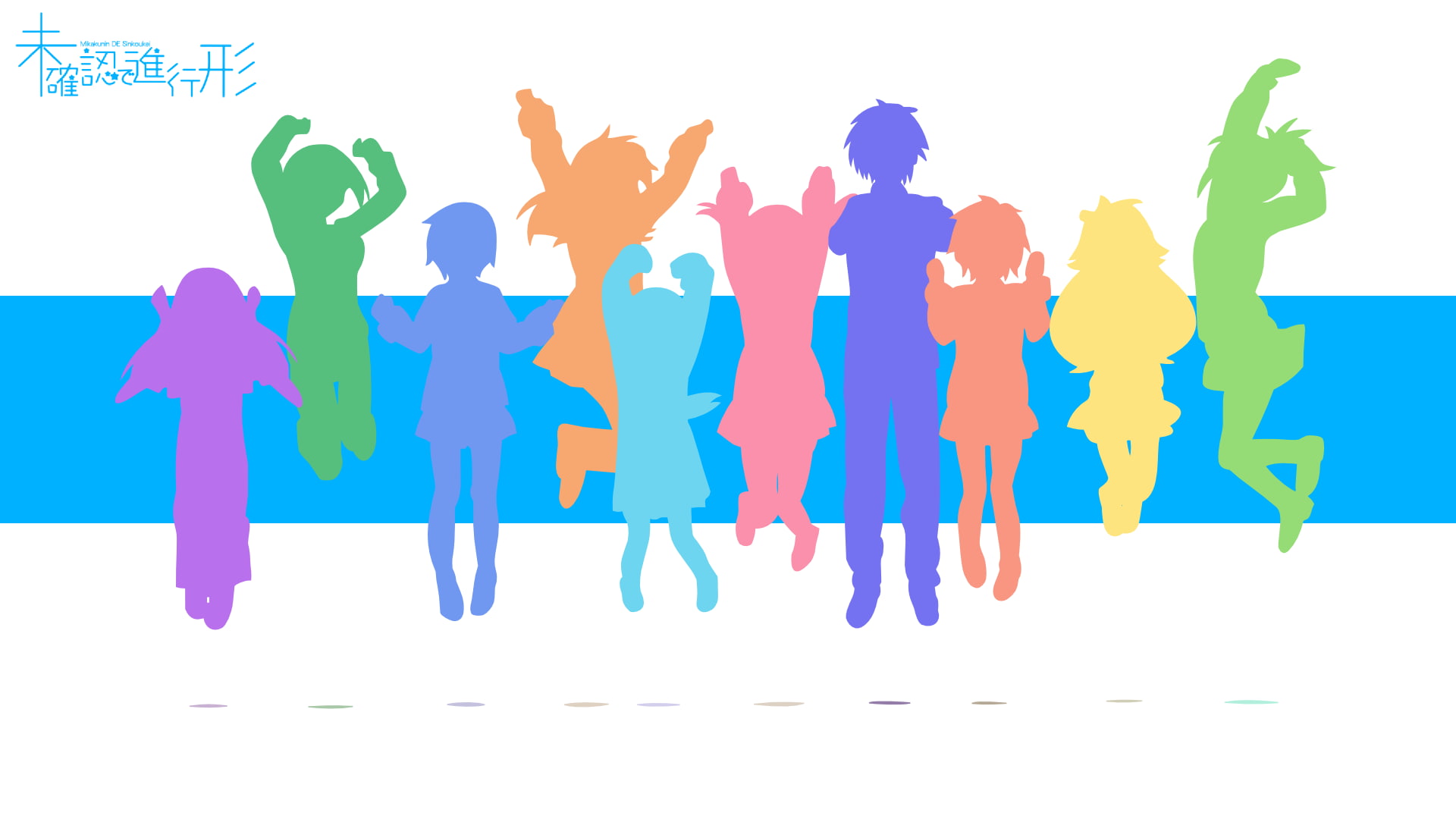 teamwork, creativity, women, arms raised, human arm, 1080P, standing, studio shot, Yonomori Kobeni, blue, business, cooperation, males, white background, HD Wallpaper