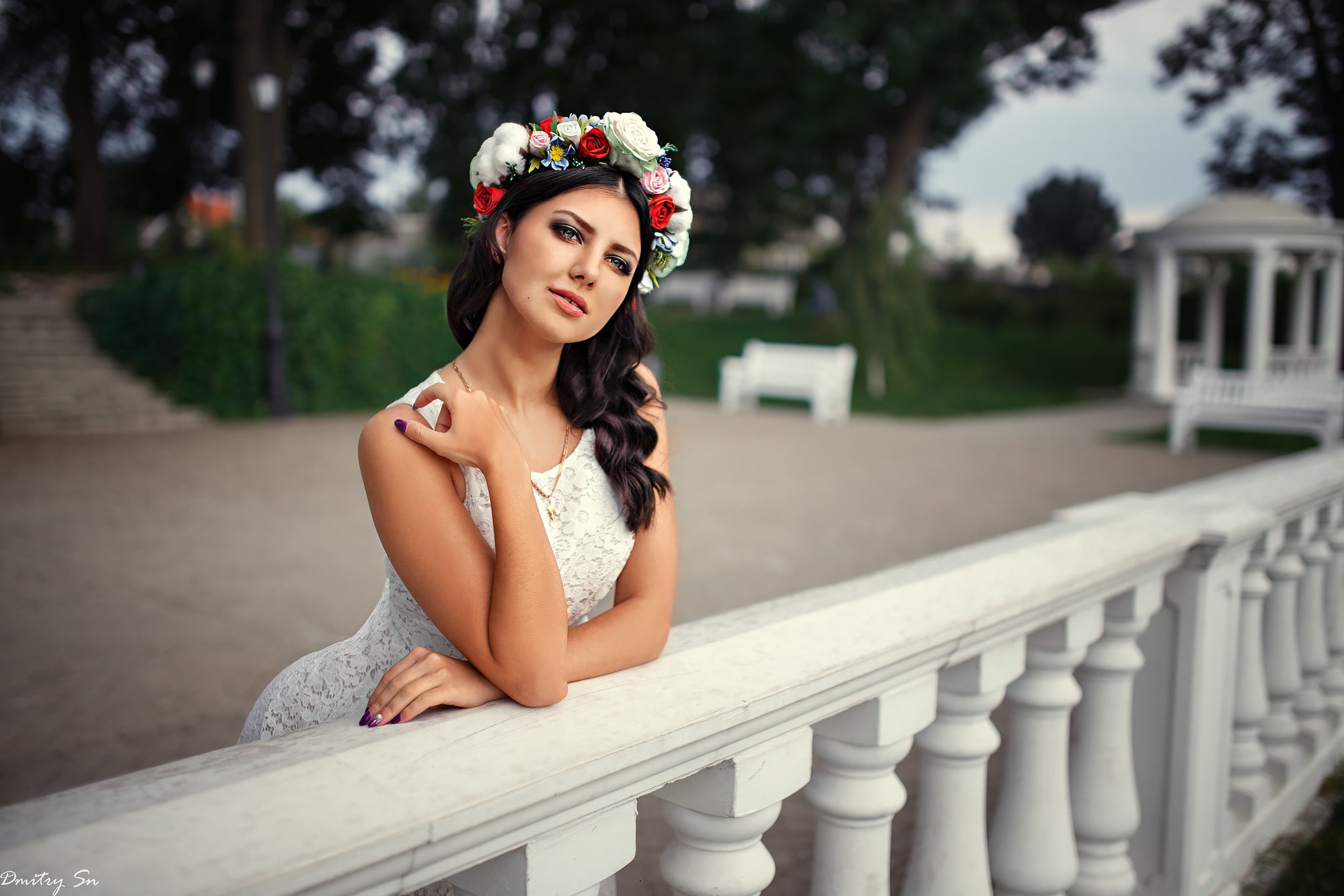 one person, outdoors, clothing, architecture, hairstyle, beautiful woman, crown, nature, white dress, leisure activity, beauty, young women, lifestyles, HD Wallpaper