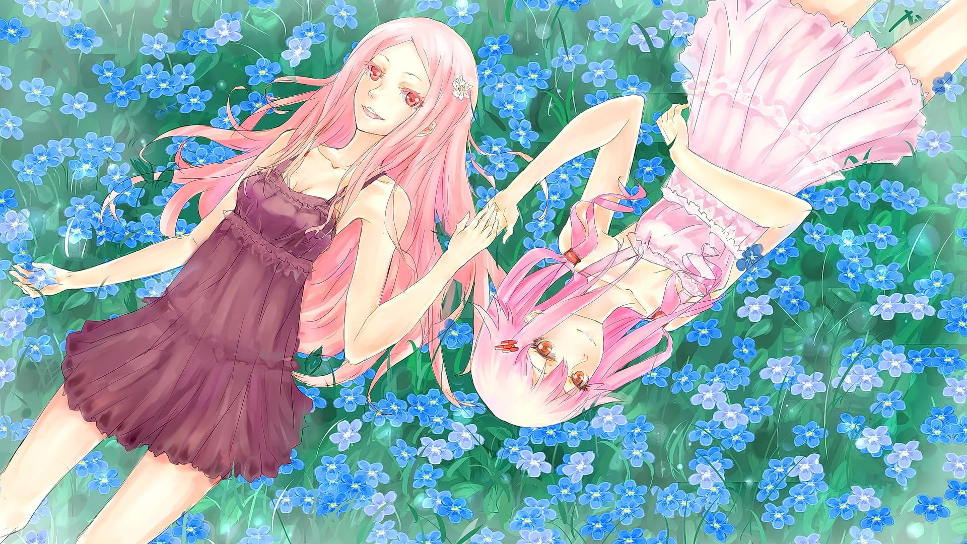 hair, long hair, flowering plant, growth, hairstyle, one person, beauty in nature, day, fragility, anime, smiling, fashion, Guilty Crown, 1080P, vulnerability, HD Wallpaper