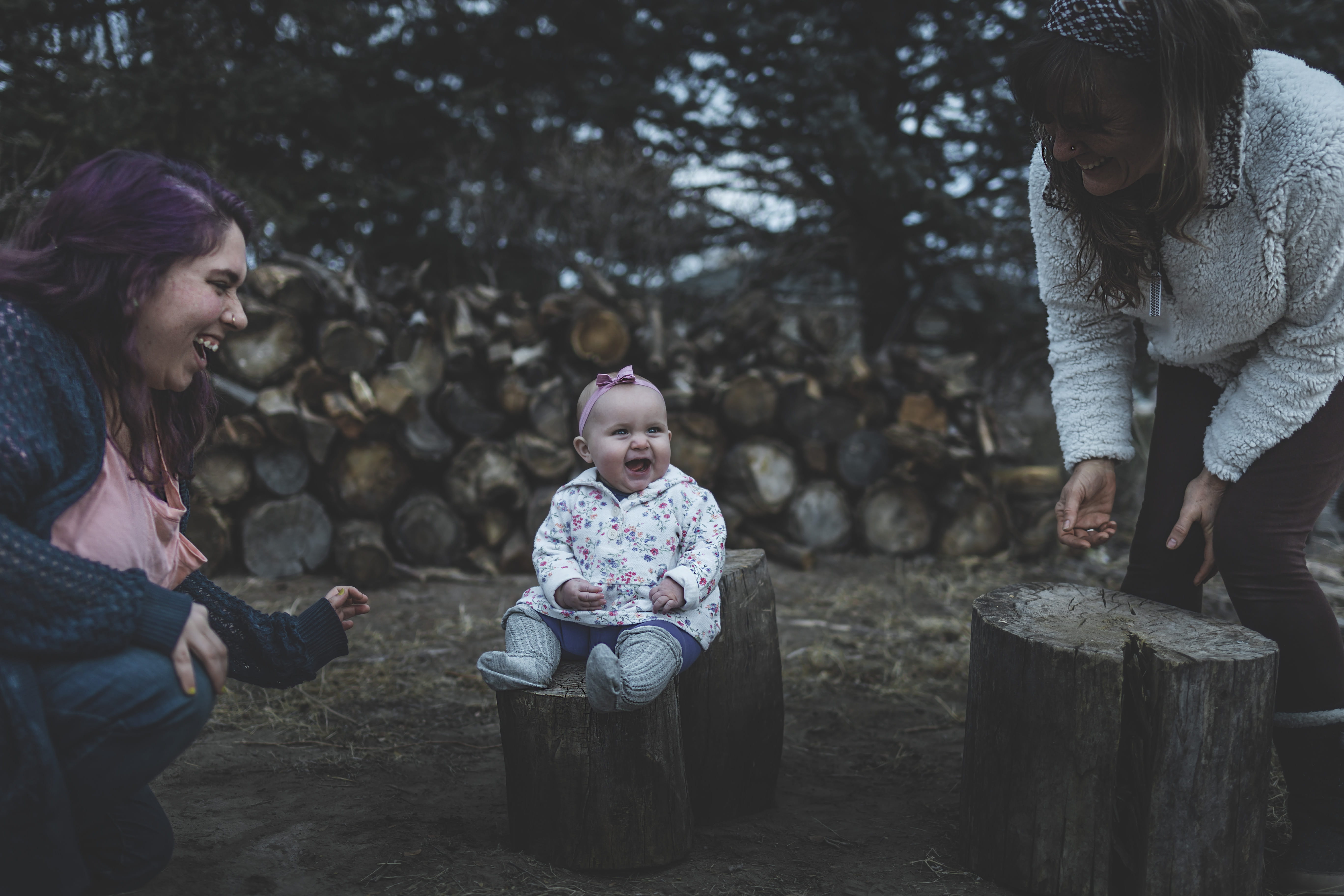 toddler, happiness, love, enjoyment, offspring, cute, innocence, photography, bonding, precious moment, baby, beautiful, outdoors, joy, adorable, logs, HD Wallpaper