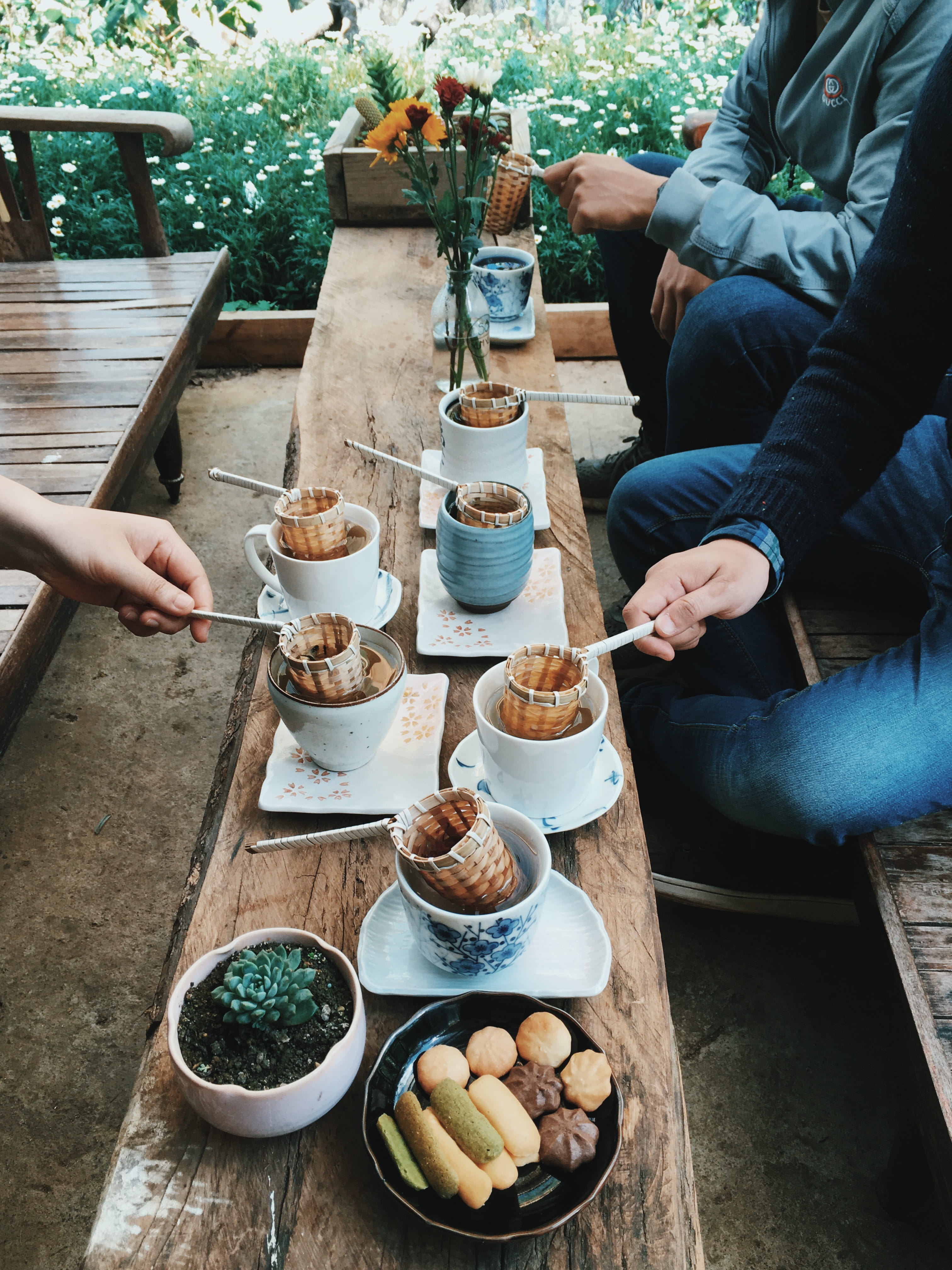 pots, handles, three, leisure activity, unrecognizable person, glass, holding, women, human hand, garden, human body part, wood, hand, food, white, food and drink, Phone HD Wallpaper