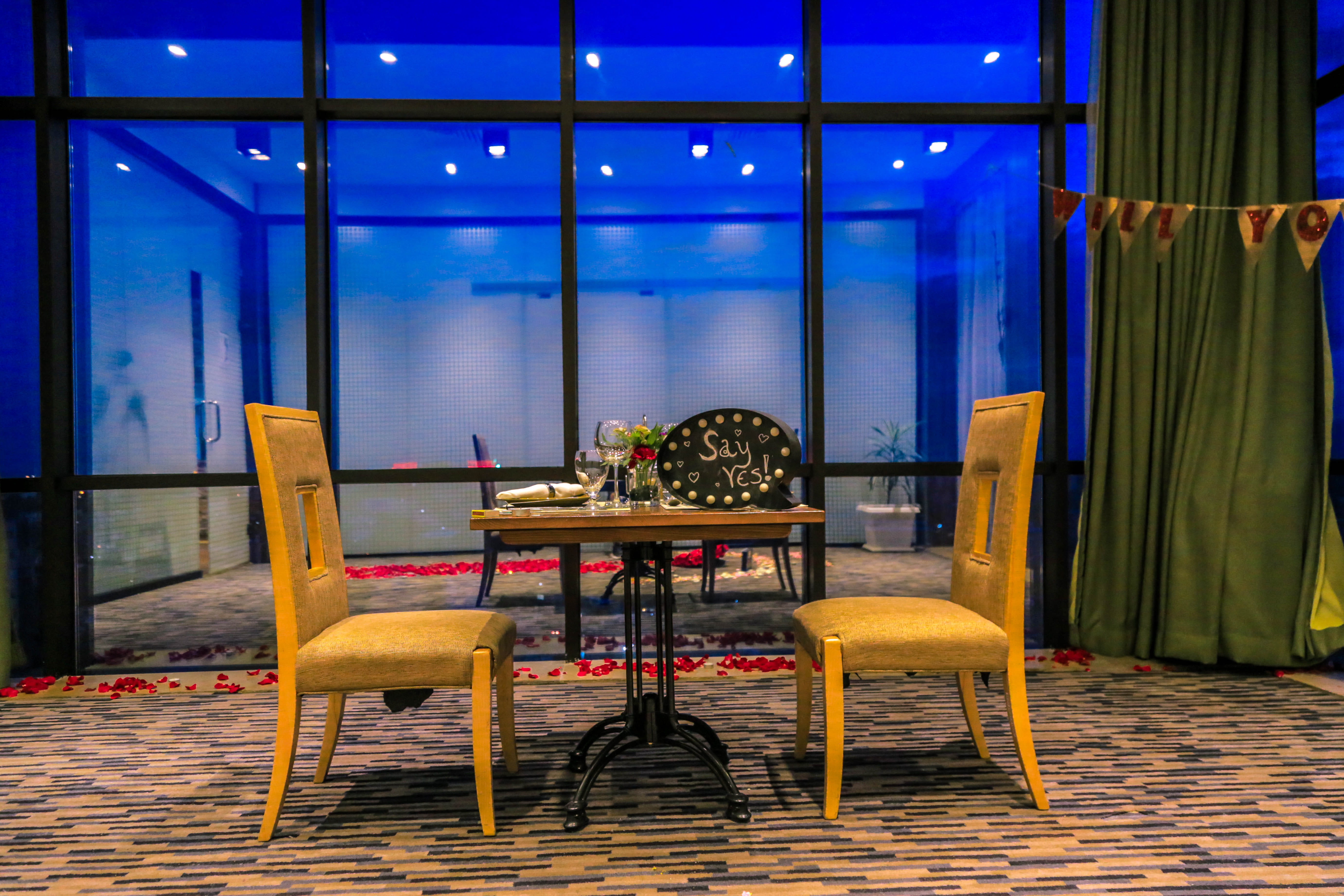 electric lamp, absence, window, night, will, 5K, built structure, table, transparent, me, illuminated, domestic room, flooring, married, living room, glass - material, HD Wallpaper