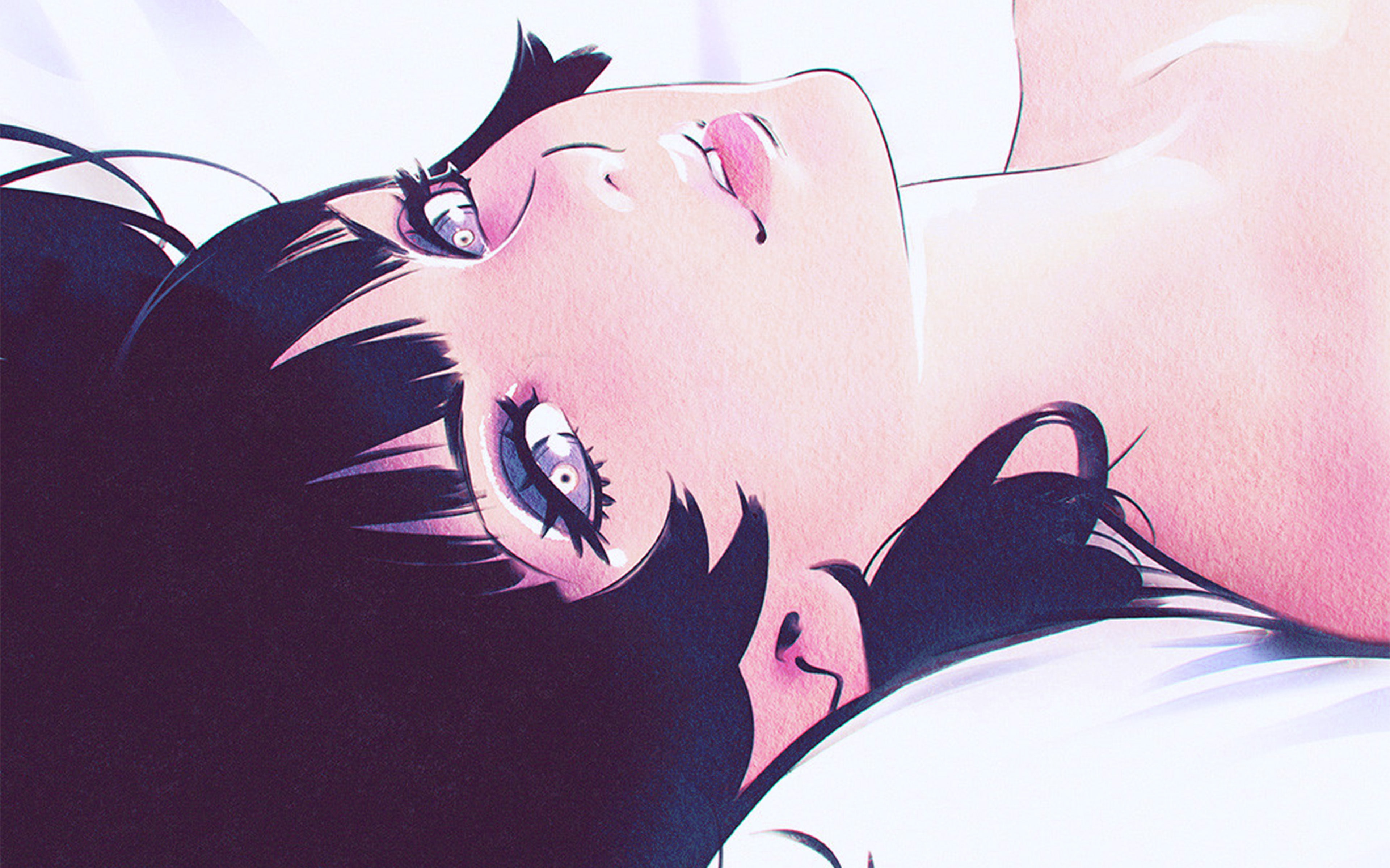 blue, art, 4K, illustration, kuvshinov, ilya, girl, face, HD Wallpaper