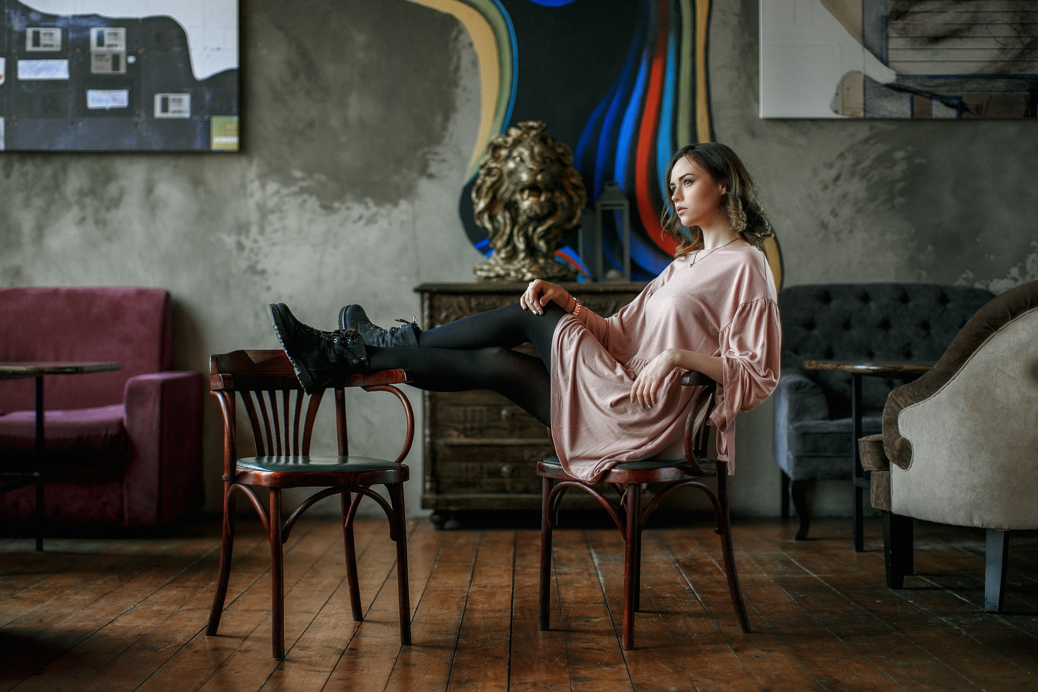 chair, interior, room, 1080P, women, Andrey Metelkov, HD Wallpaper