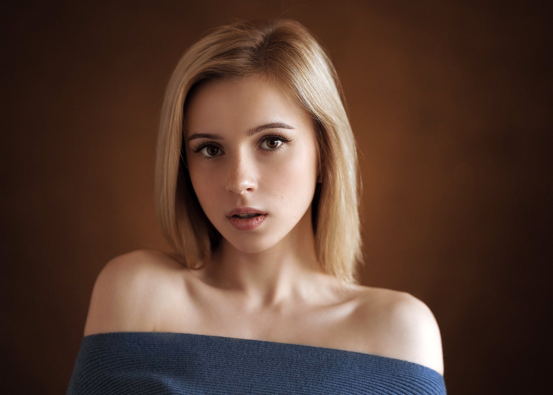 background, look, 1080P, Eugene Sibirev, blonde, beauty, makeup, hairstyle, portrait, Tanya, model, HD Wallpaper