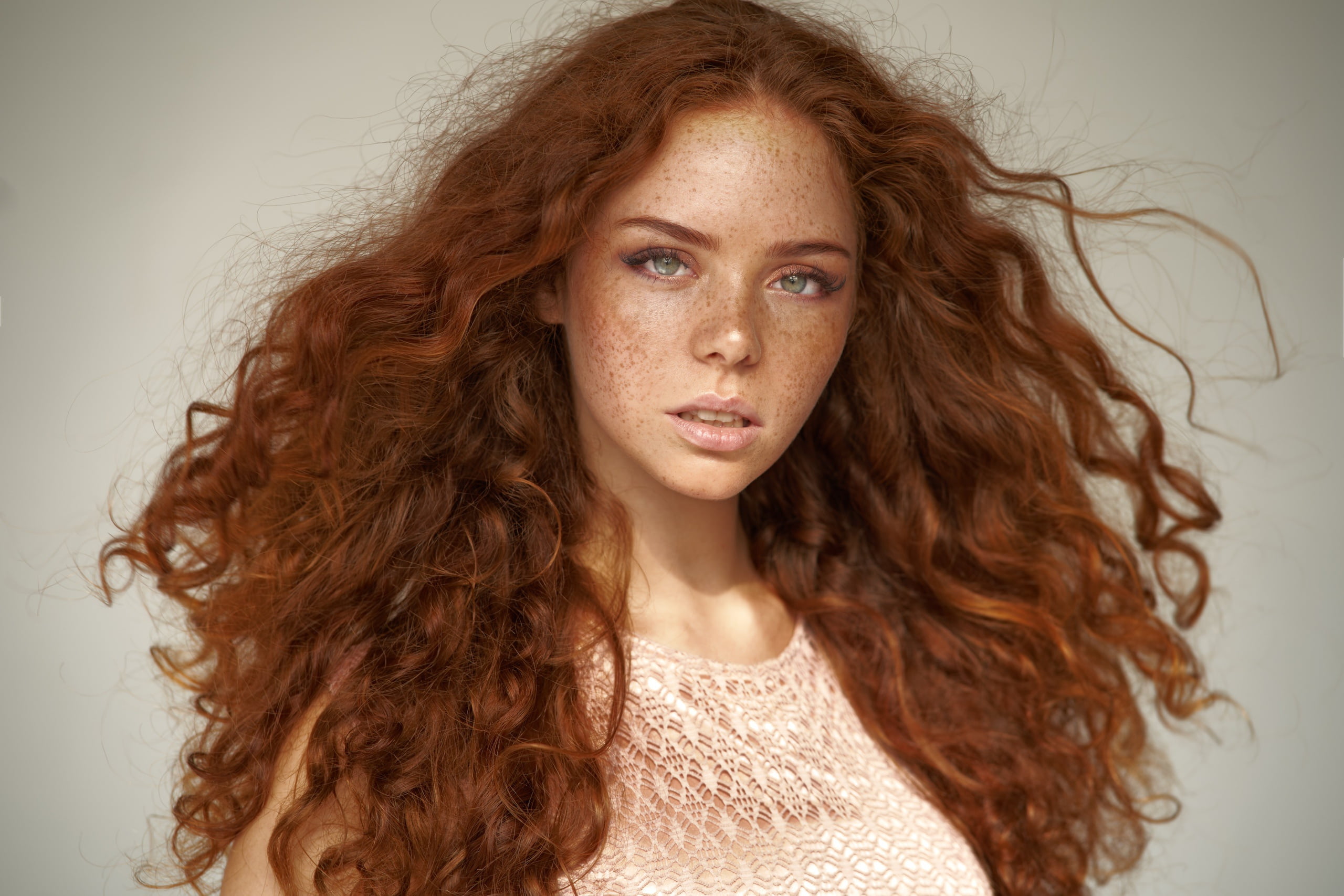 curls, the beauty, freckles, Alexander Vinogradov, Eric, 2K, HD Wallpaper