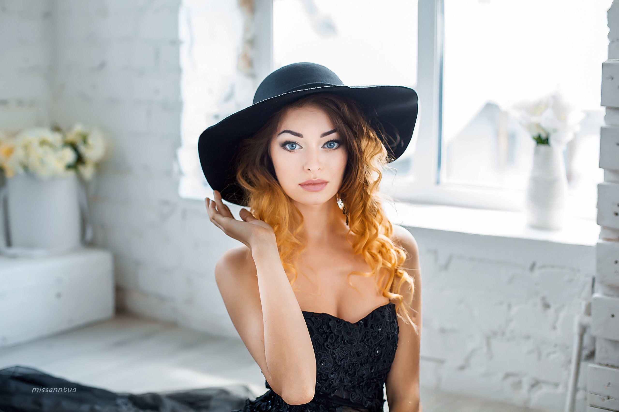 2K, Daria Becker, portrait, dress, lifestyles, look, looking at camera, indoors, hair, young adult, leisure activity, model, beautiful woman, beauty, window, HD Wallpaper
