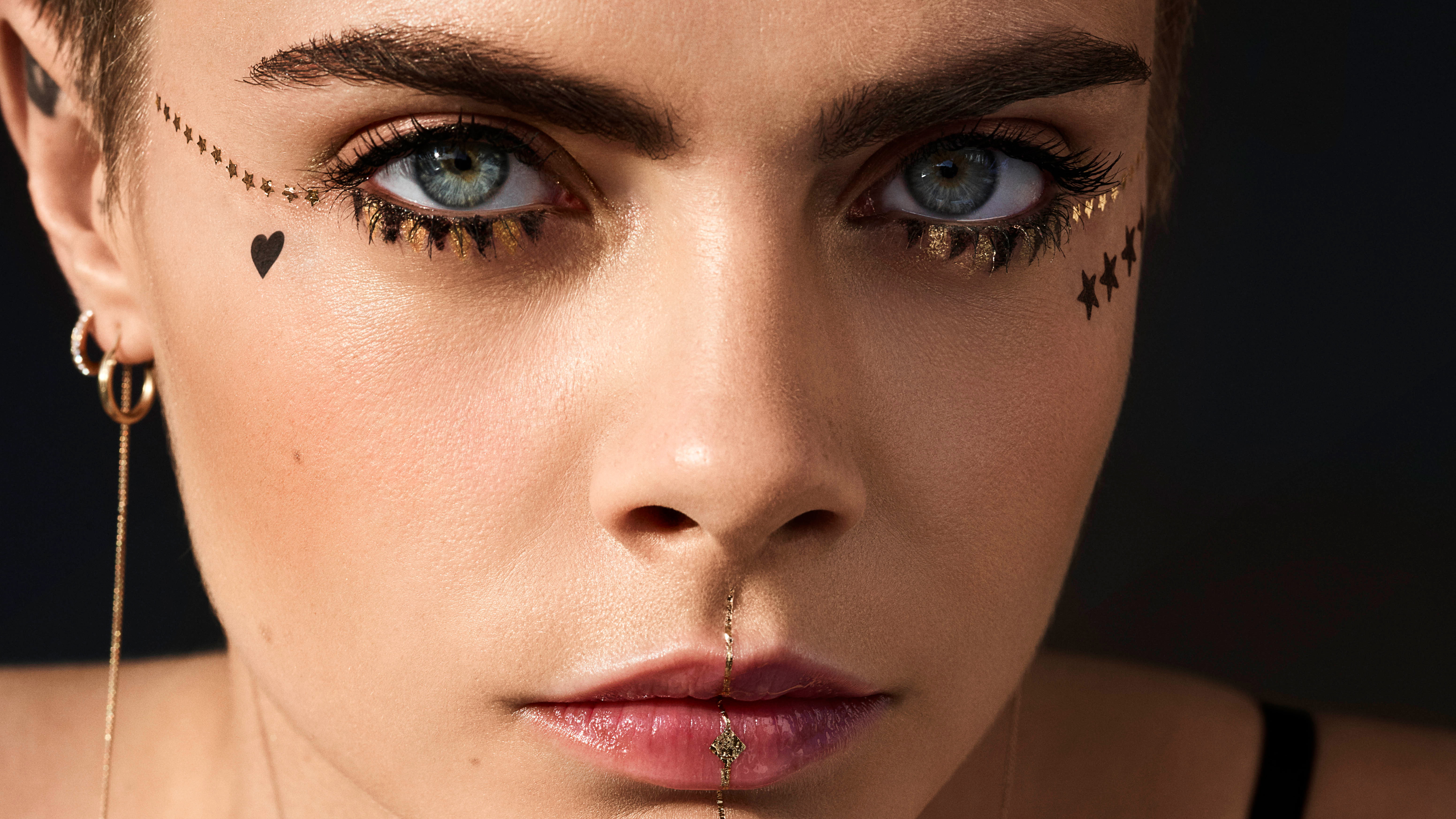 Cara Delevingne, Blue Eyes, Actress, Close-Up, Face, English, Models, Lipstick, 5K, Model, HD Wallpaper