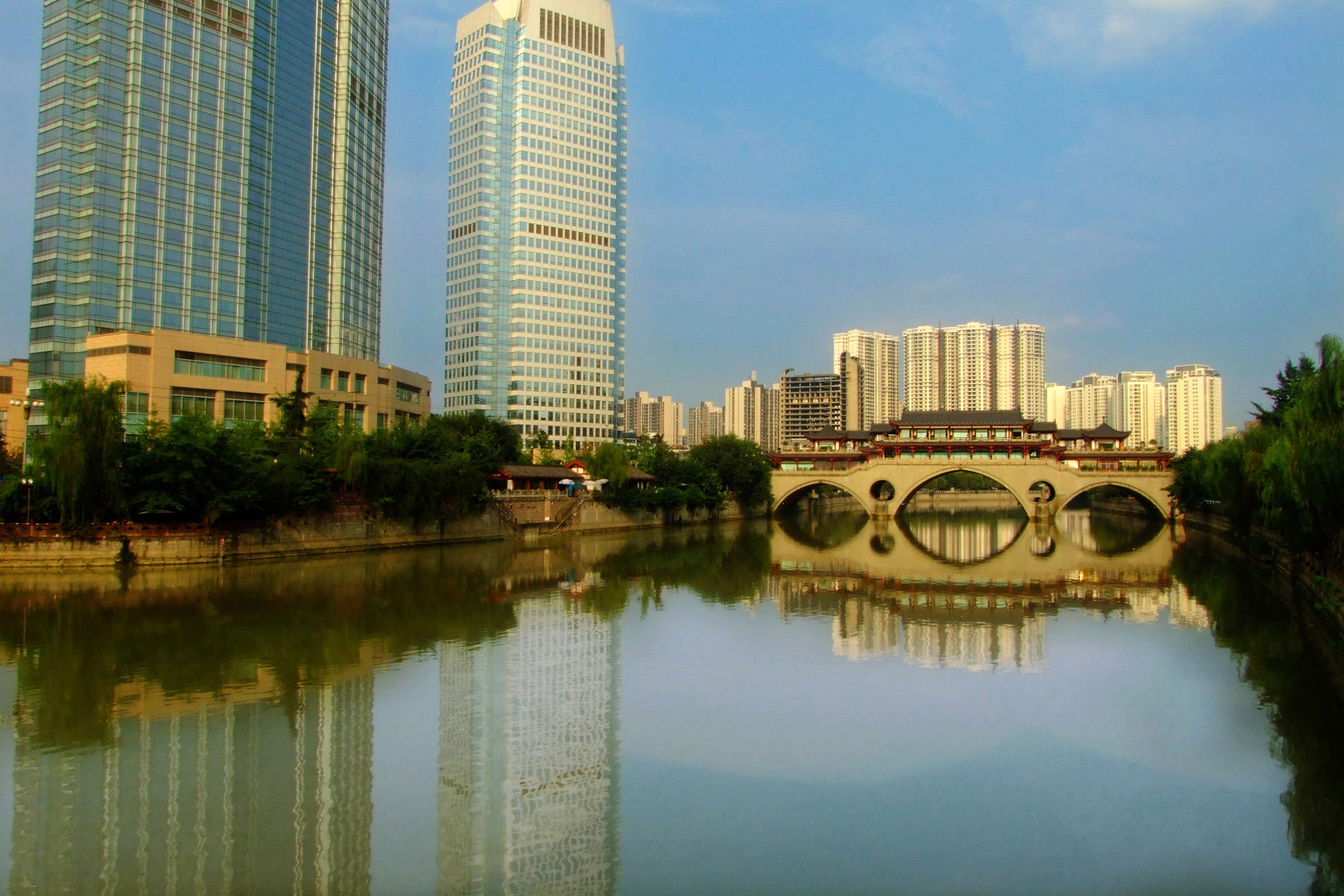 river, tower, photos, tree, plant, downtown District, waterfront, urban Scene, public domain, water, day, anshunlang, nature, landscape, building Exterior, HD Wallpaper
