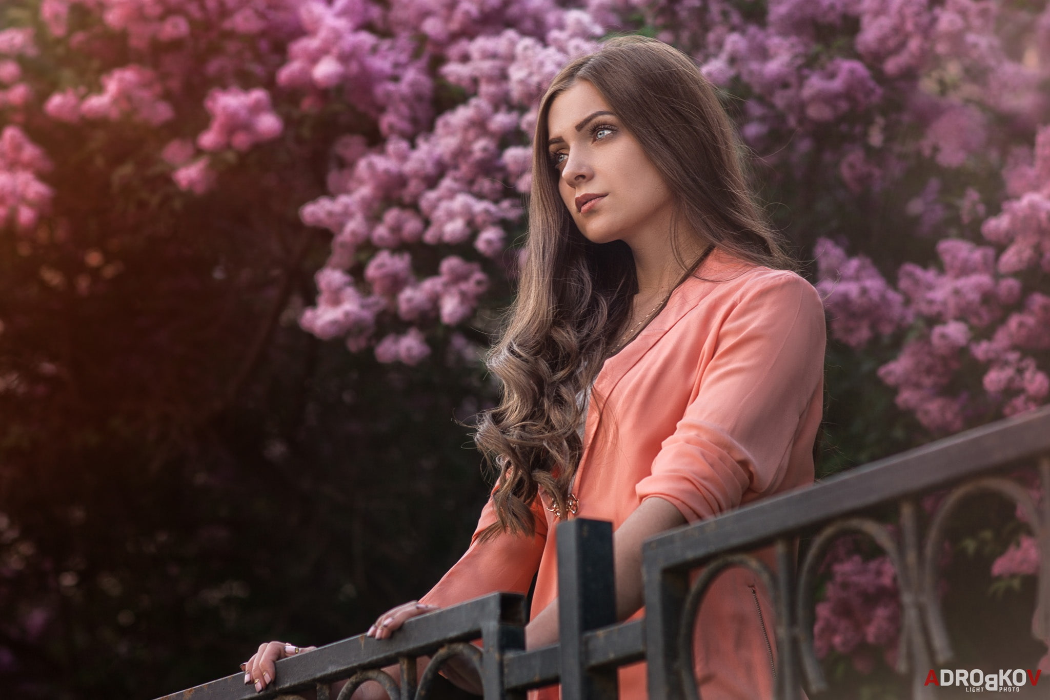 Olga, look, girl, 1080P, curls, lilac, hair, Alexander Drobkov-Light, portrait, HD Wallpaper