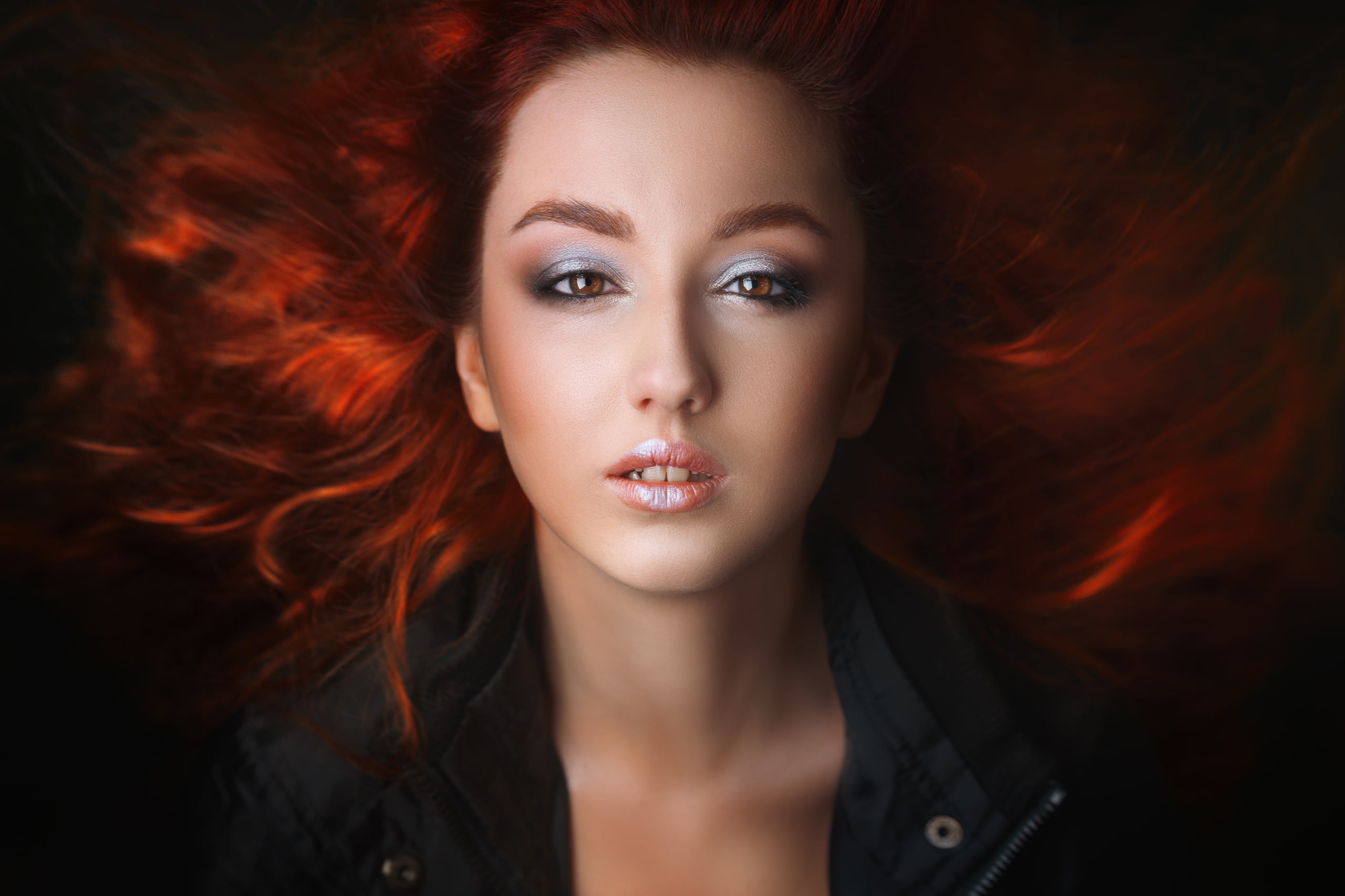 portrait, makeup, sponge, 2K, Alexander Drobkov-Light, Anastasiya Germanova, teeth, HD Wallpaper