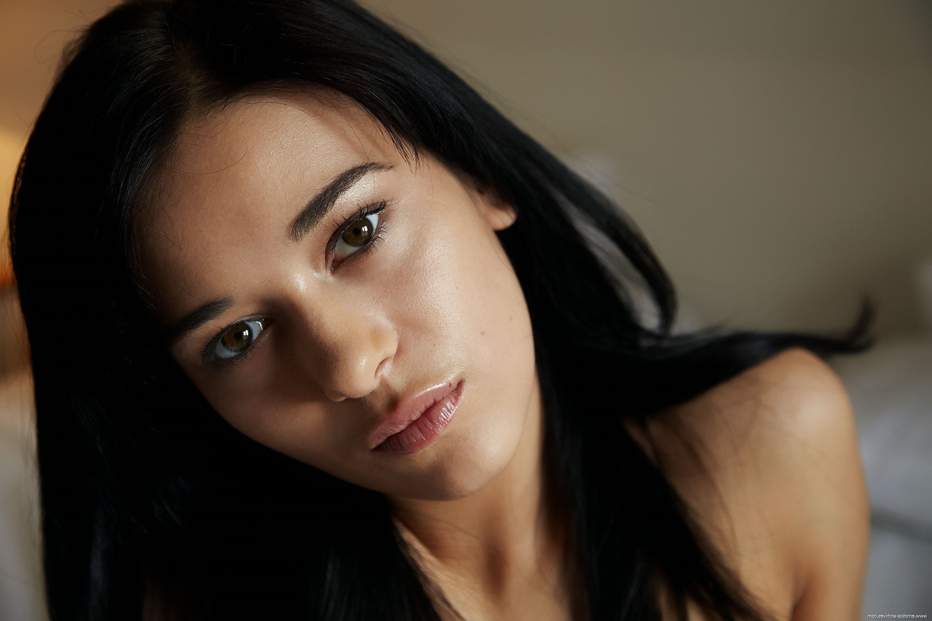 model, 1080P, face, brunette, Brown Eyes, women, Dark Hair, closeup, Kamila A, HD Wallpaper