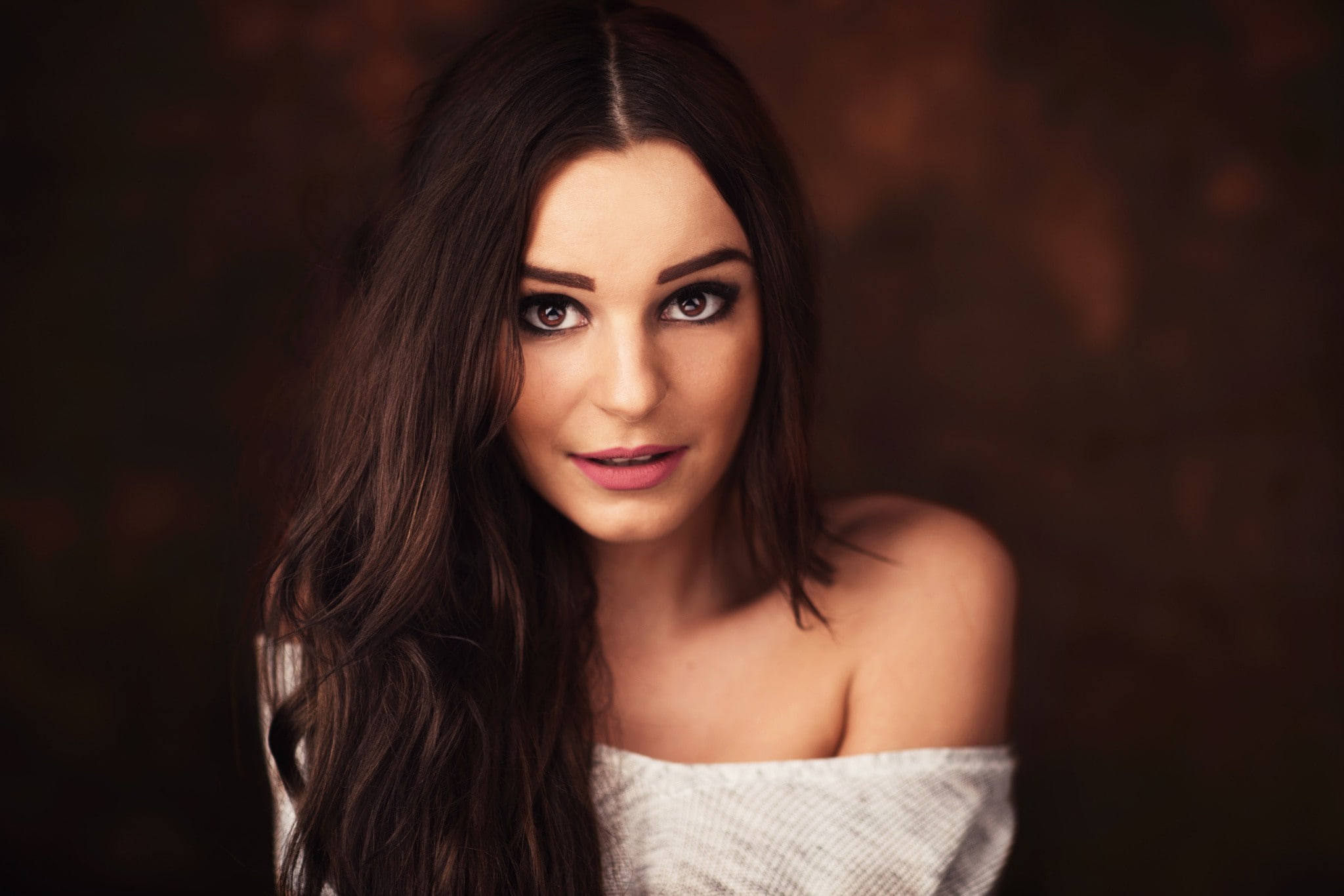 front view, human hair, brunette, headshot, women, adult, looking at camera, fashion, model, portrait, young adult, Krzysztof Budych, brown hair, human face, HD Wallpaper