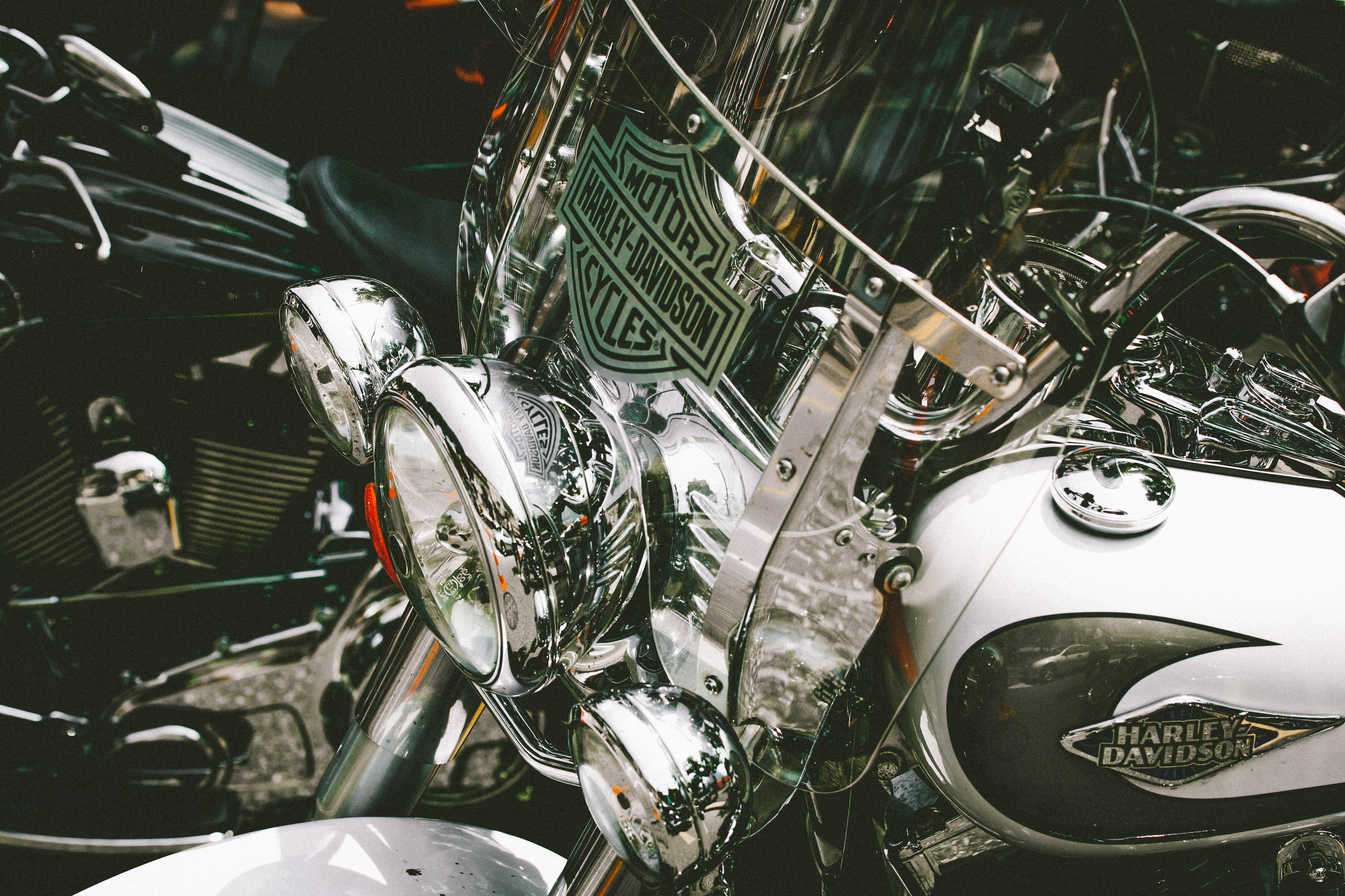 steel, day, no people, focus, lights, transportation, alloy, exhibition, headlights, classic, motorcycle, close-up, kitchen utensil, metal, 4K, urban, HD Wallpaper