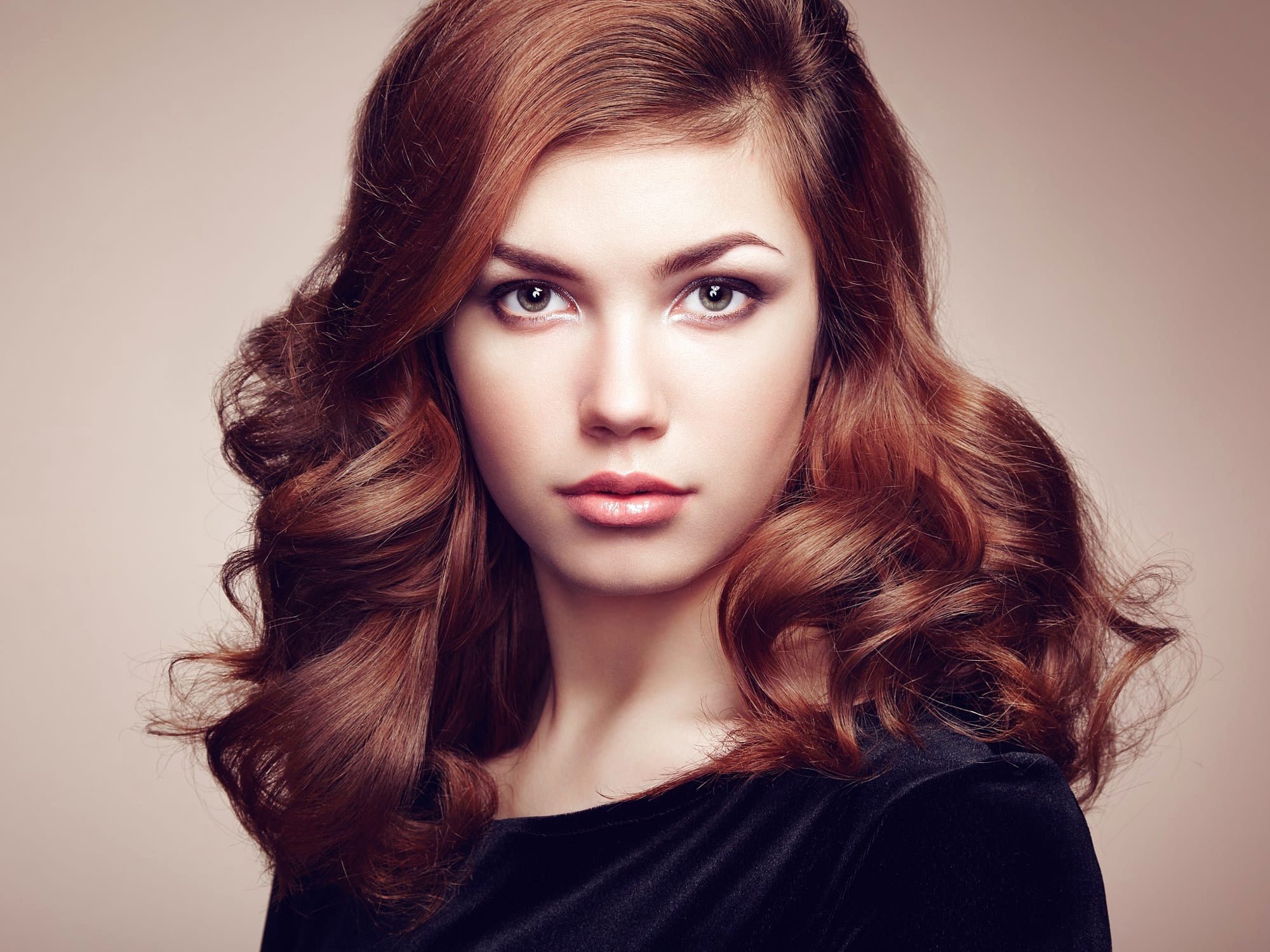 close-up, model, brown hair, background, Oleg Gekman, makeup, beautiful, look, portrait, 1080P, hairstyle, HD Wallpaper