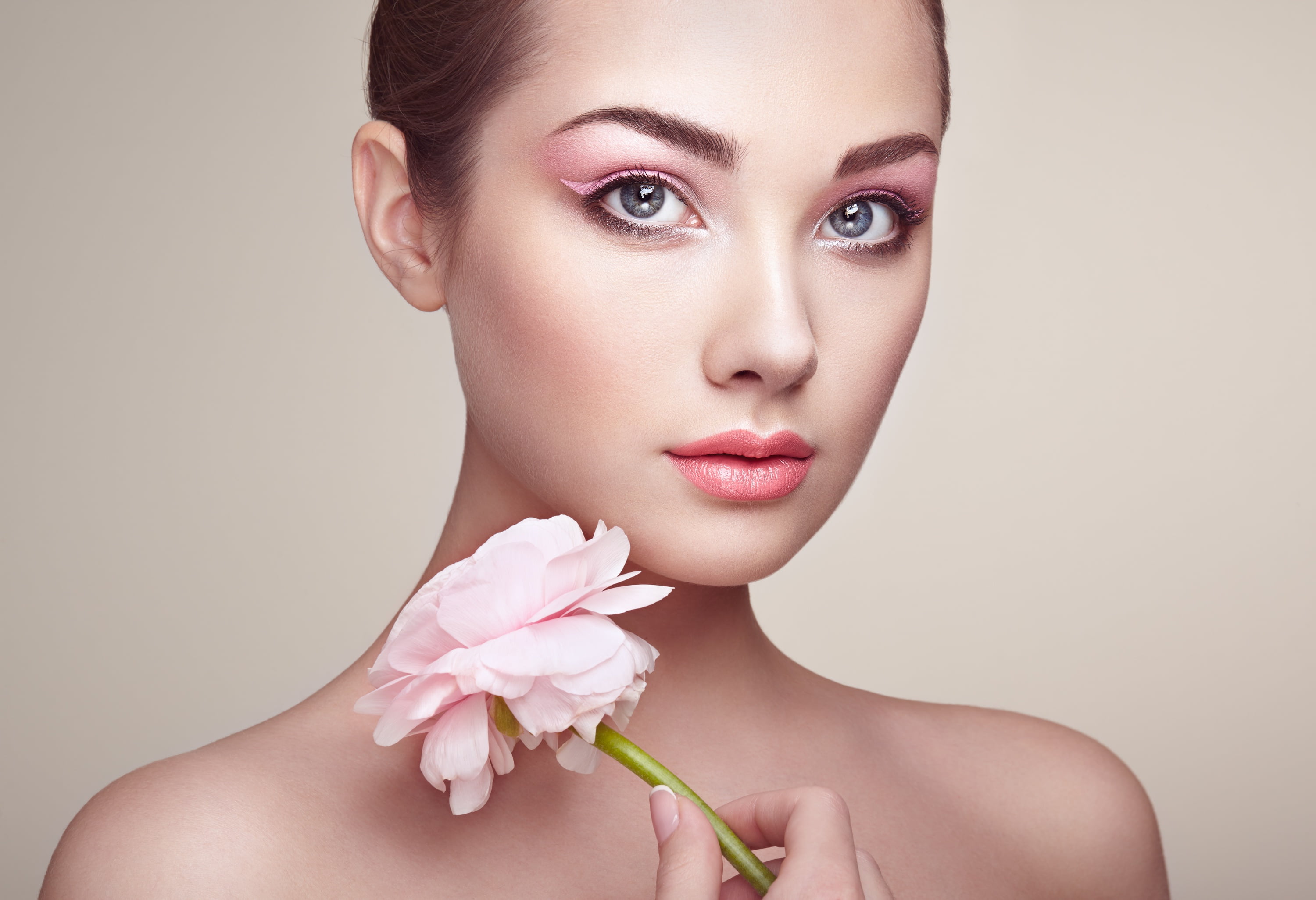 Oleg Gekman, arrows, face, 2K, look, girl, eyes, portrait, flower, makeup, HD Wallpaper
