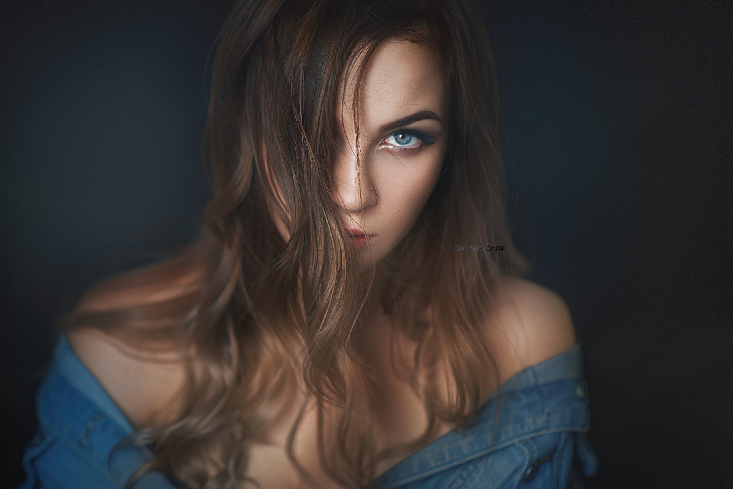 Alexander Drobkov-Dark, Pauline Moseikina, 2K, portrait, t-shirt, shoulders, hair, Girl, HD Wallpaper